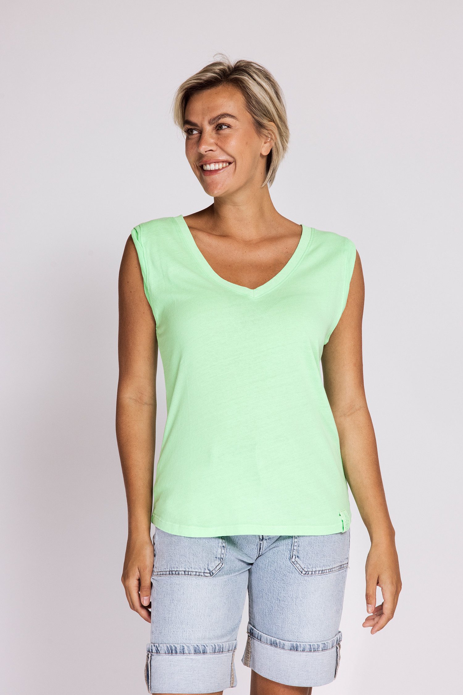 Zhrill Shirttop ASHI Tank Top normale Passform, ärmellos, aus Baumwolle, hüftbedeckende Länge
