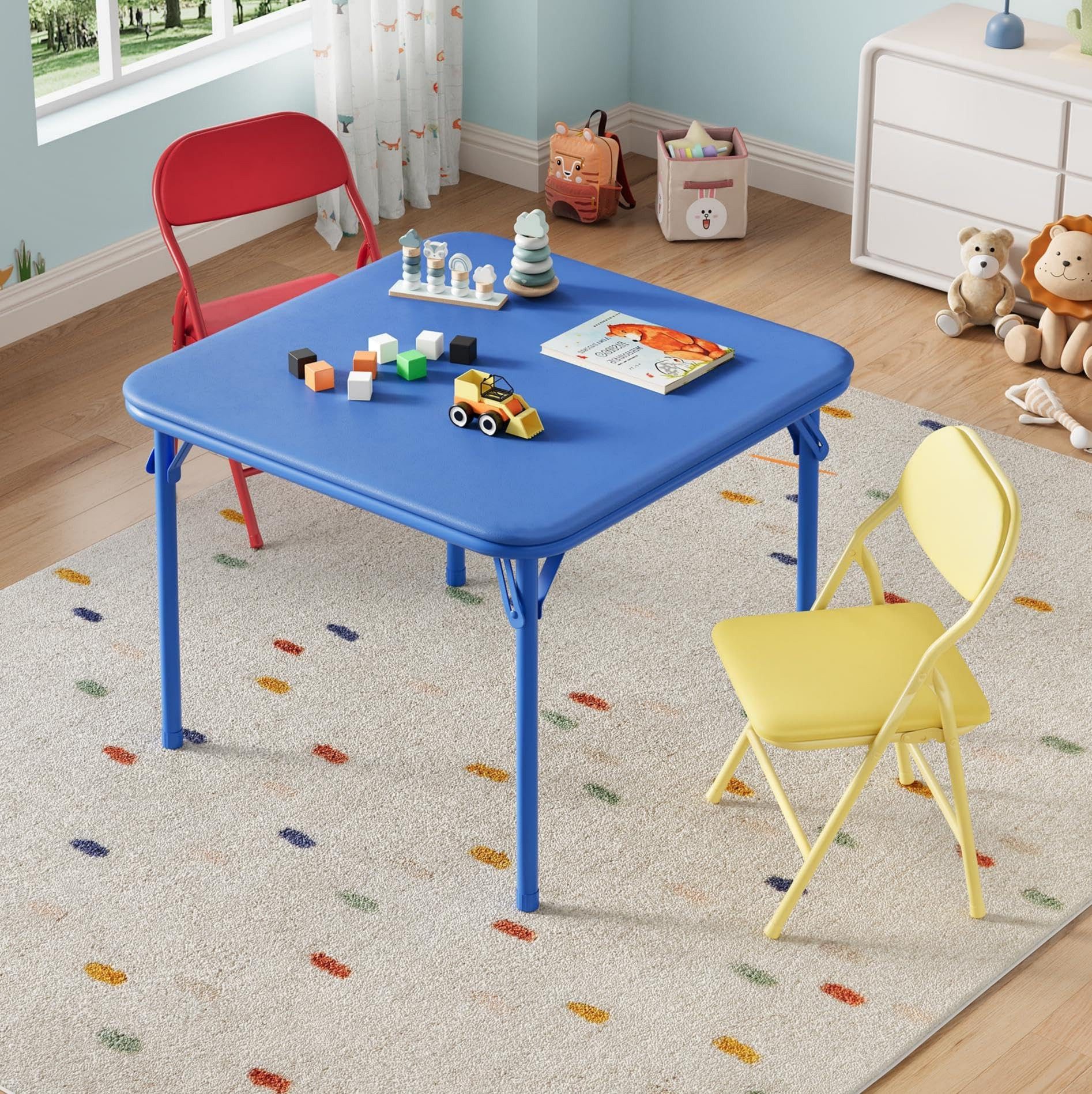 GarveeMore Kindertisch Klappbare Kinder Tisch 2 Stühle Set für Home Learning Spielzimmer