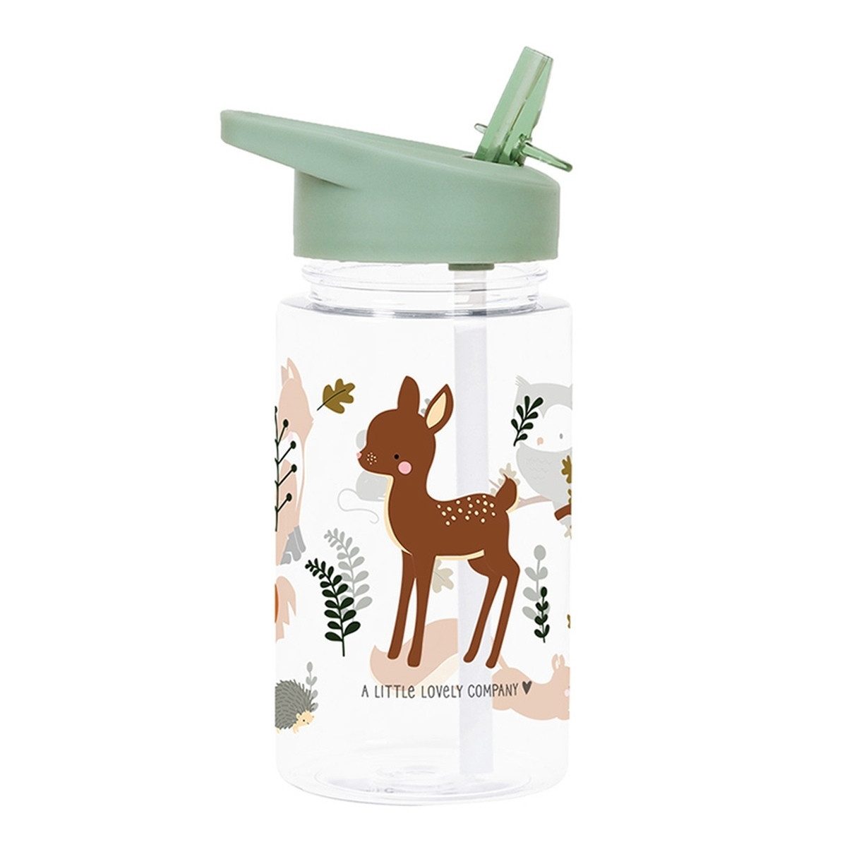 A Little Lovely Company Trinkflasche Trinkflasche 450ml mit Trinkhalm Wasserflasche Kinderflasche