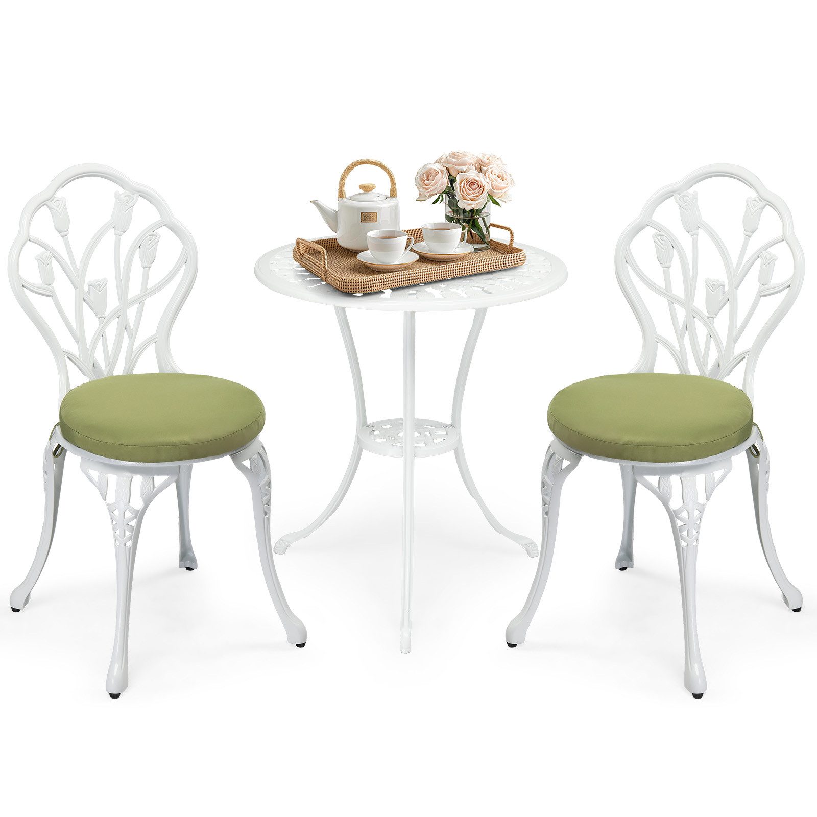 VINGLI Balkonset Bistro Set ink. stühlen &Kissen, Wetterfest,für Garten,Balkon,Terrasse
