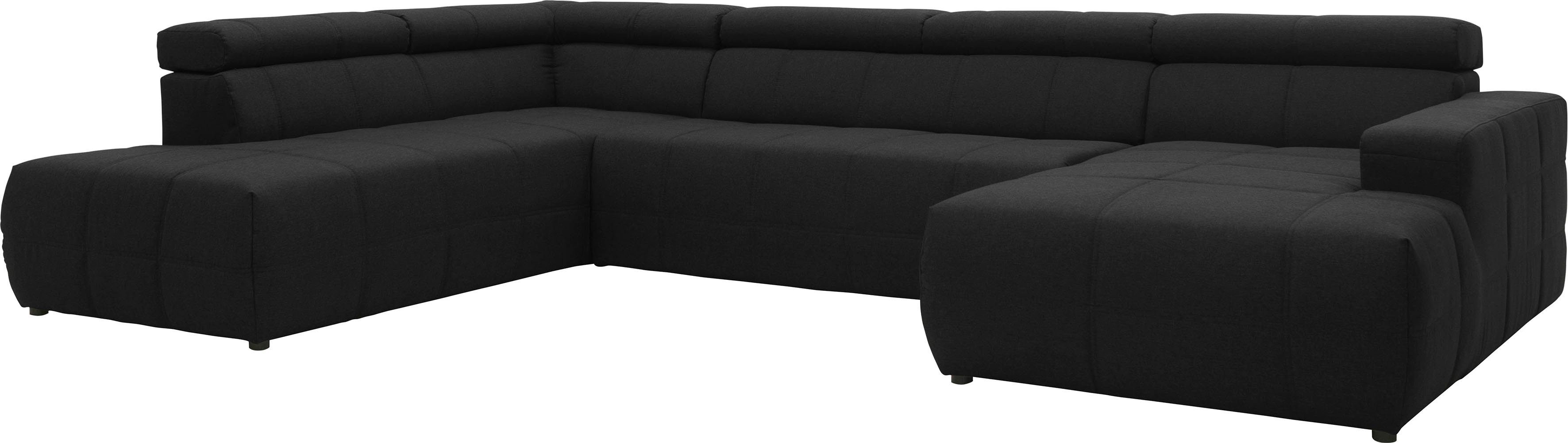 DOMO collection Wohnlandschaft BRANDON whlw. mit Sitztiefenverstellung, whlw. Nierenkissen, mit Kopfteilverstellung, wahlweise Sitztiefenverstellung, U-Form