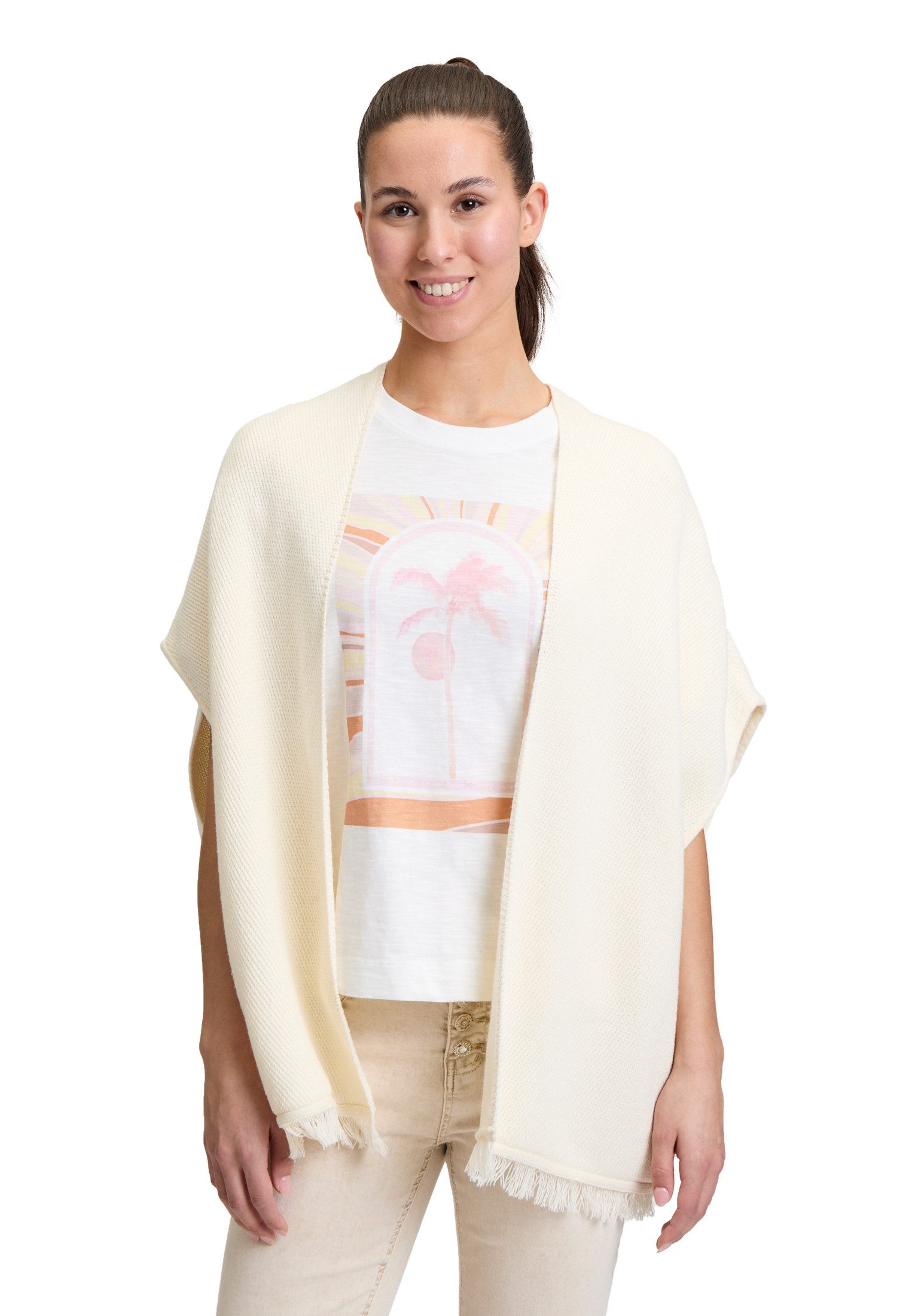 Strickjacke Cartoon Strick-Poncho mit Stickerei