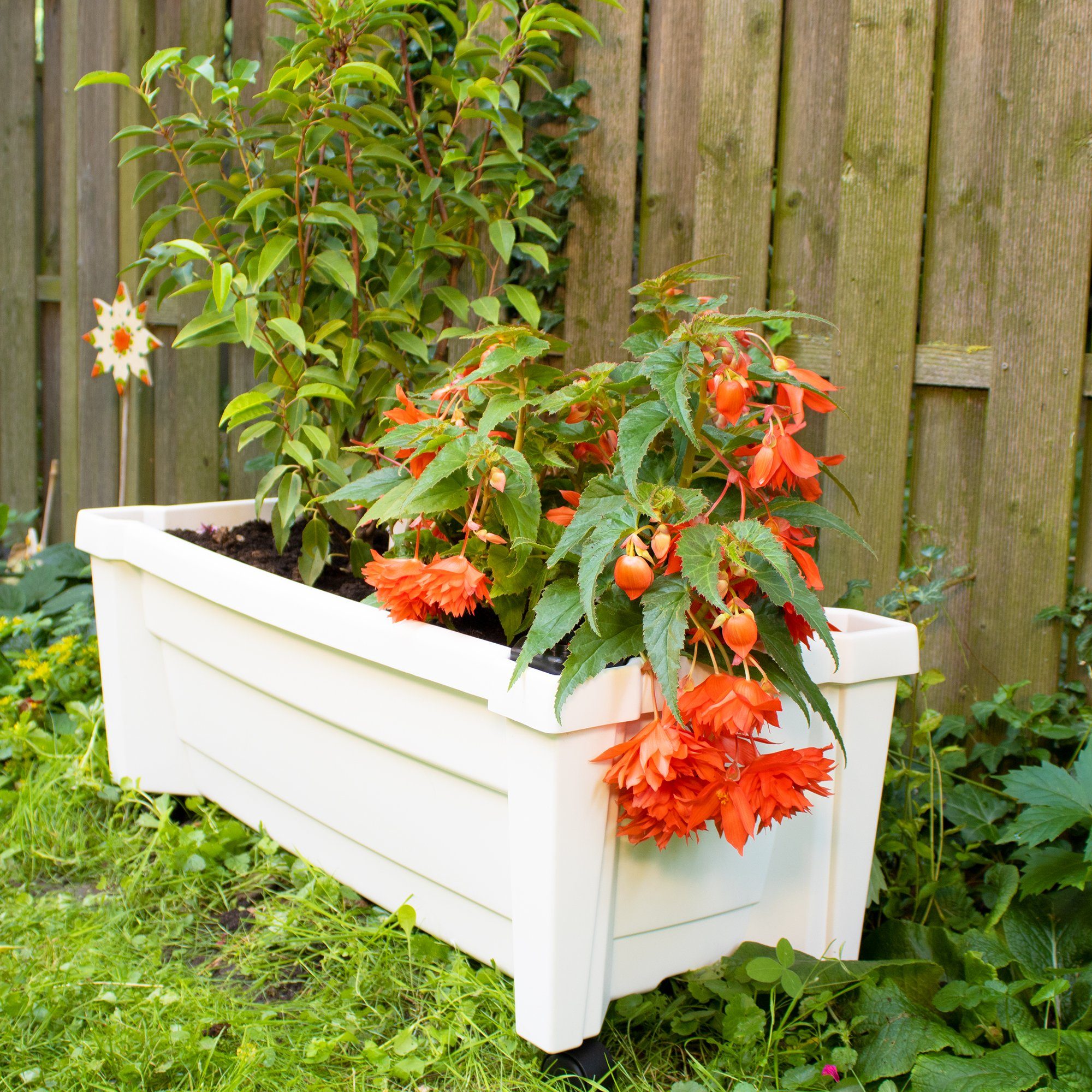 Blumenkasten Pflanzkasten NYVIGreen 79x35x33 cm 42L Bewässerungssystem & Rollen