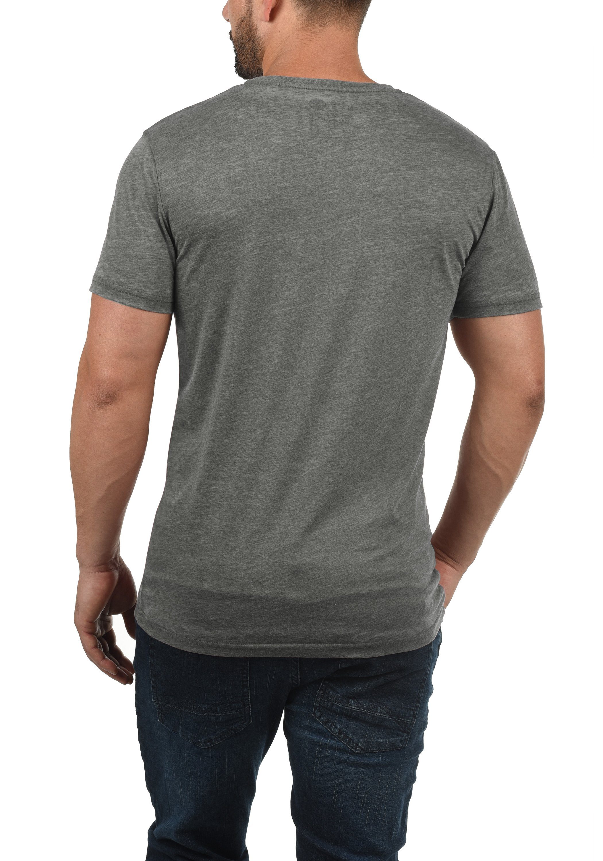 Solid V-Shirt SDTheon Kurzarmshirt mit Mid Grey (2842) V-Ausschnitt