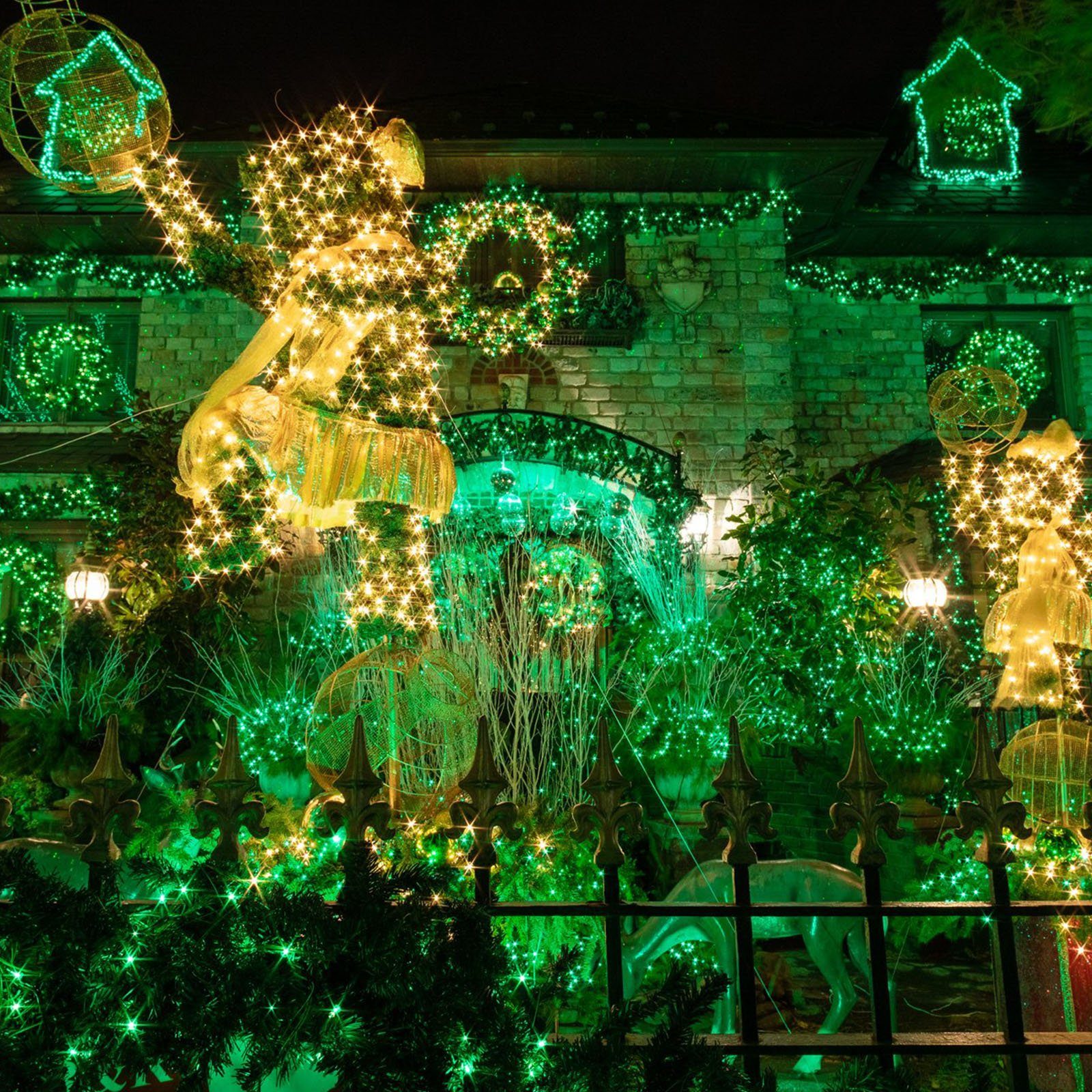 Weihnachten Innen 156-flammig, 20m mit for LED-Baummantel Grün 3M-Verlängerungskabel Garten Baum, Rosnek Lichterkette Party LED Außen