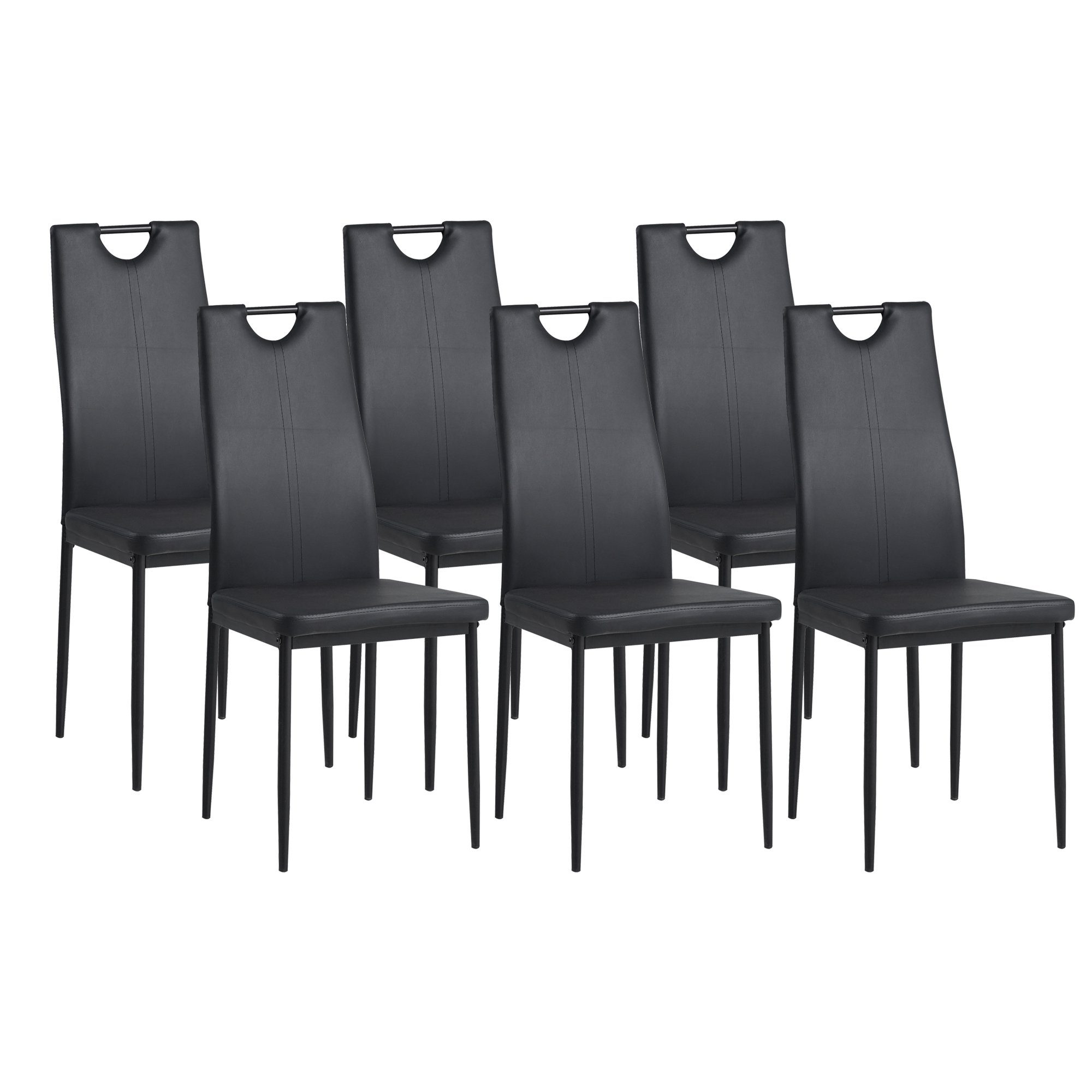 Albatros International Esszimmerstuhl Albatros Esszimmerestuhl Küchenstuhl SALERNO, Kunstleder Bezug (6er Set, Schwarz), edles Italienisches Design, Polsterstuhl, hohe Belastbarkeit, Modern