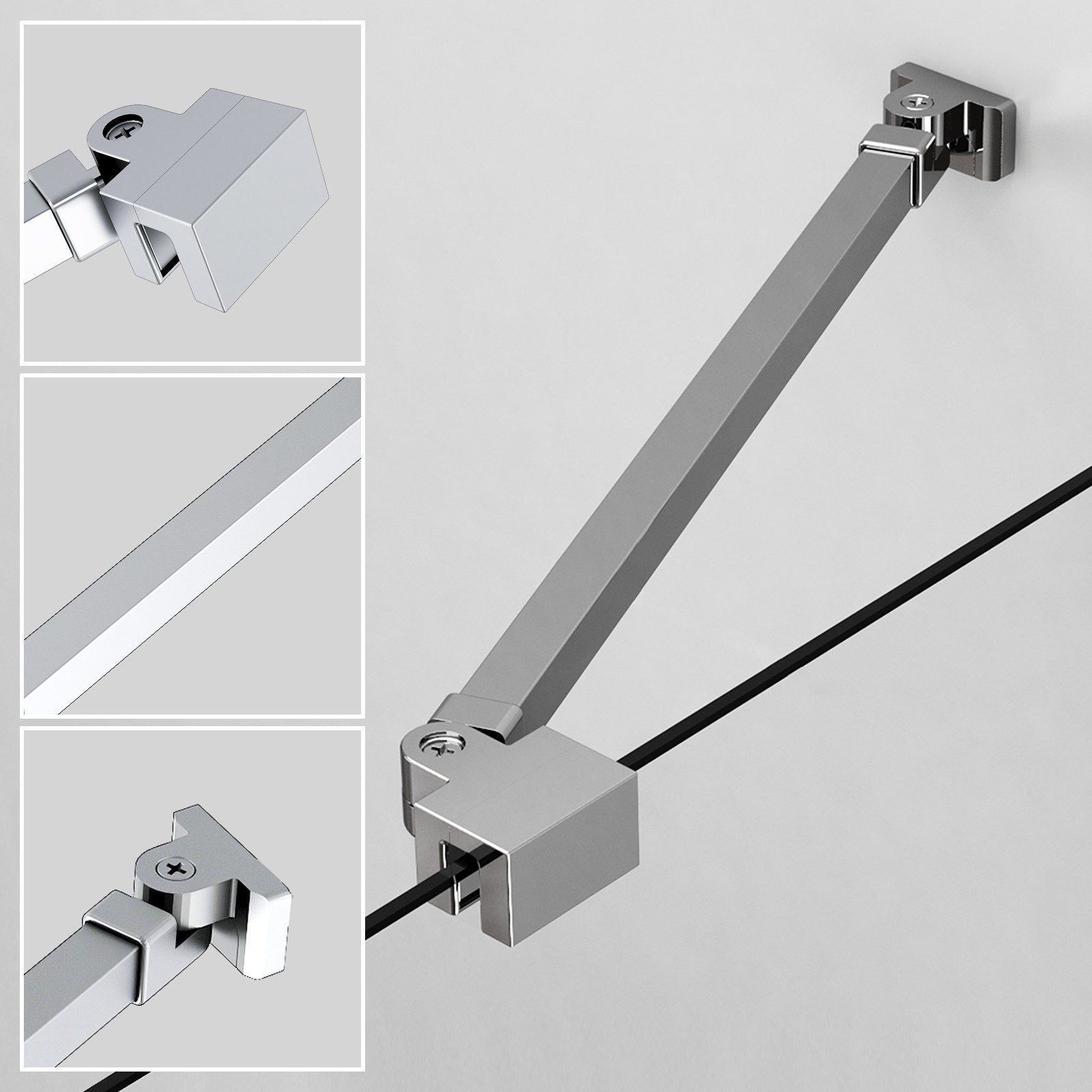 Boromal Duschwand-Stabilisationsstange für 4-8mm haltestange duschwand 50cm günstig online kaufen