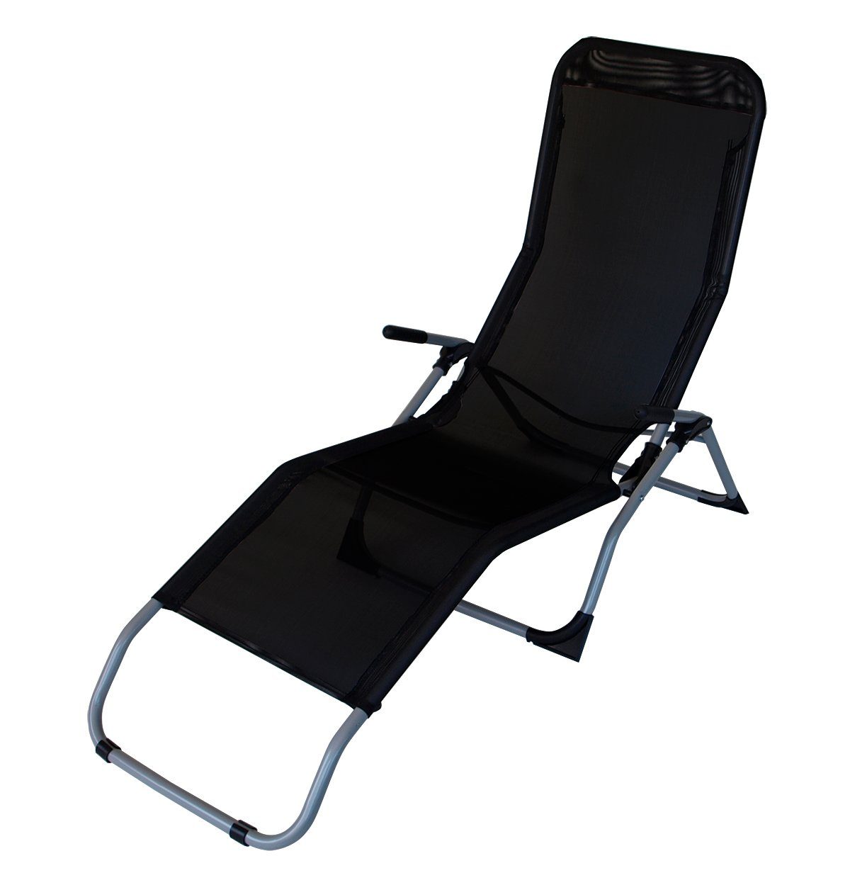 DEGAMO Wellnessliege SYLT, 2 St., Stahl silbergrau, Kunstgewebe schwarz, faltbar kippbar