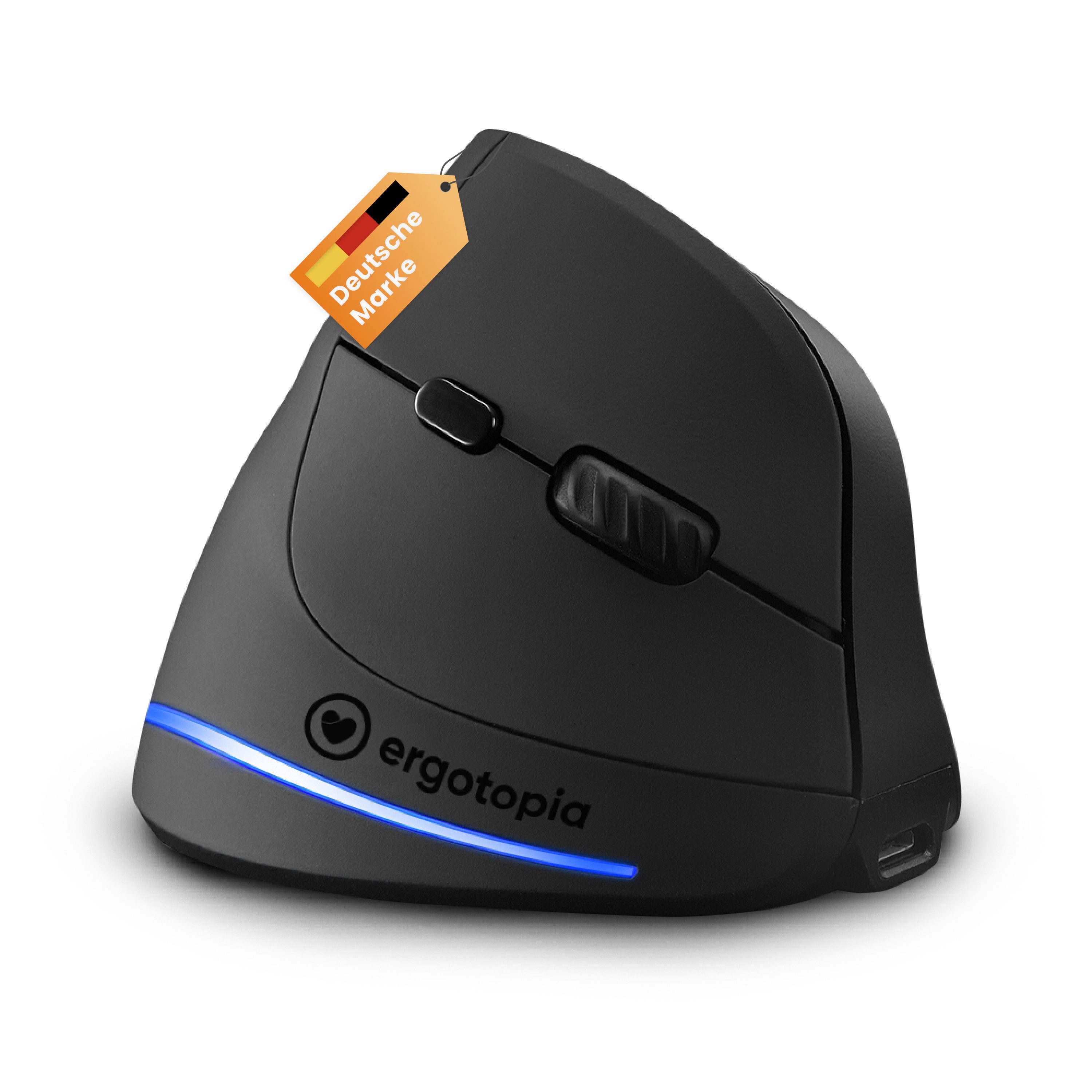 Ergotopia Curve – Kabellose Vertikale-Maus (für Rechtshänder) ergonomische Maus (Bluetooth, Funk, Ergonomisch)