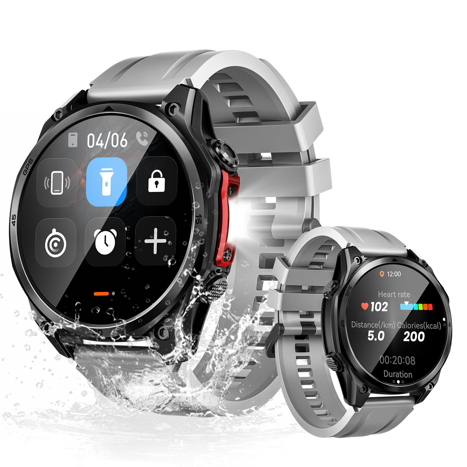 DOOGEE ANYWISE W1 PRO, 178 Sportmodi, Dualband-GPS (L1+L5), 1.43", 550mAh Smartwatch (1.43" cm), 24h Herzfrequenz & Blut Sauerstoff