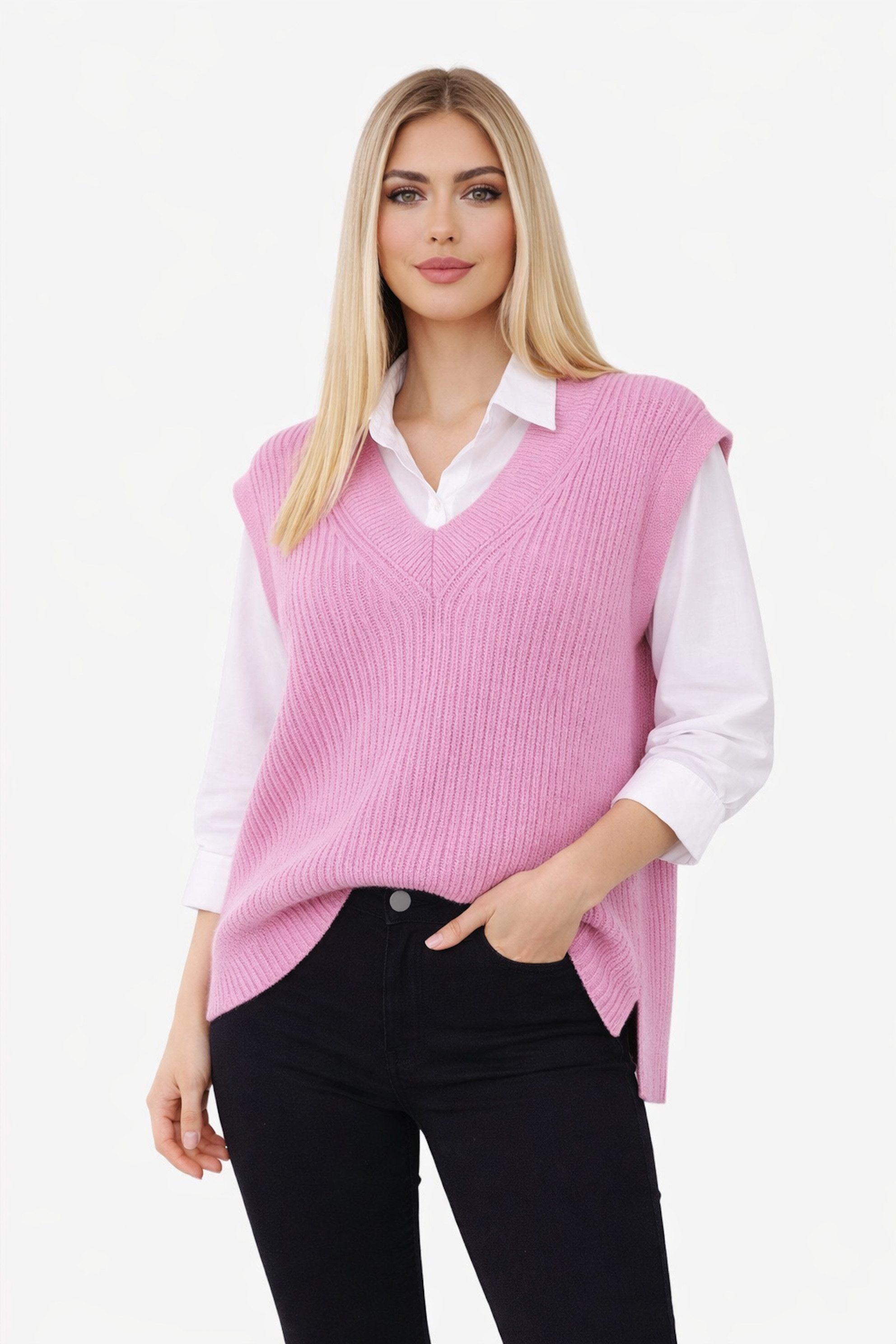 Worldclassca Pullunder WORLDCLASSCA Damen Strickpullunder mit Bluseneinsatz 2 in 1 Fashion Neue Kollektion - Stilvolle und gemütliche Strickmode für Damen