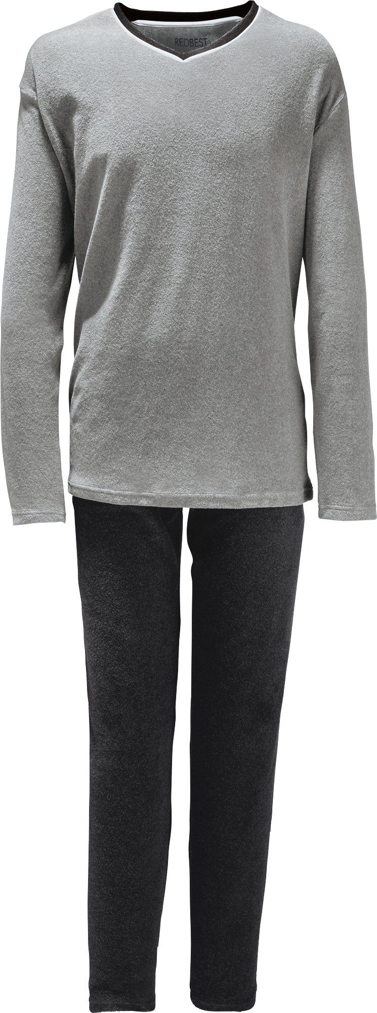 REDBEST Pyjama Herren-Schlafanzug Frottee Uni günstig online kaufen