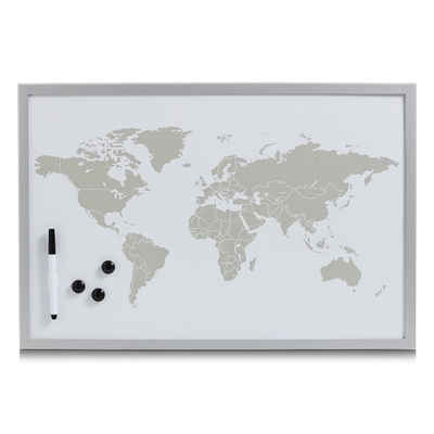 HTI-Living Memoboard Magnettafel beschreibbar World, (Stück, 1-tlg., 1 Tafel, 3 Magnete, 1 Marker und Befestigungsmaterial), Memoboard Magnetboard Schreibtafel Schreibboard