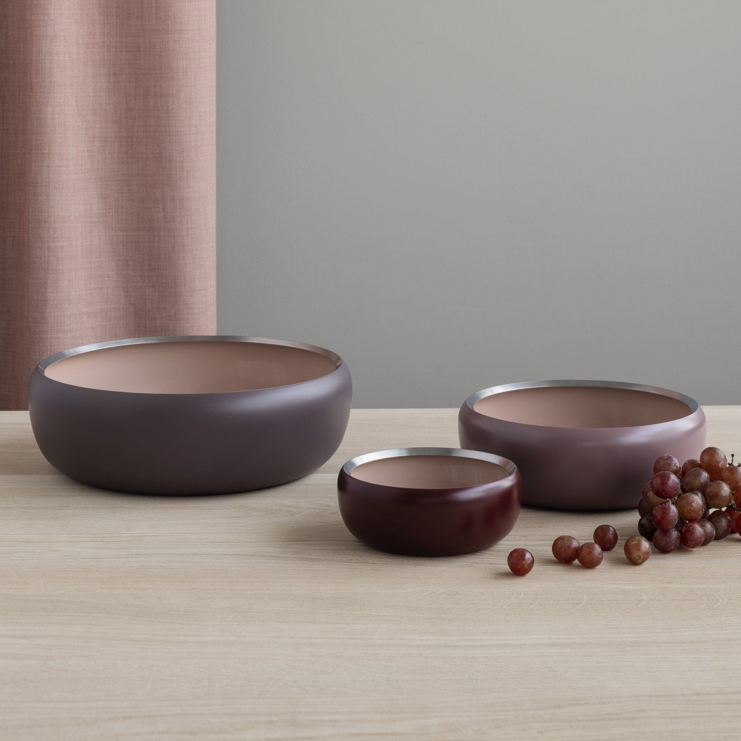 Stelton Obstschale Ora Puderrosa 30 cm, Edelstahl mit Pulverbeschichtung
