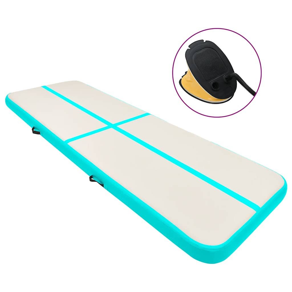 Gymnastikmatte Aufblasbare Gymnastikmatte mit Pumpe 700x100x20 cm PVC Grün