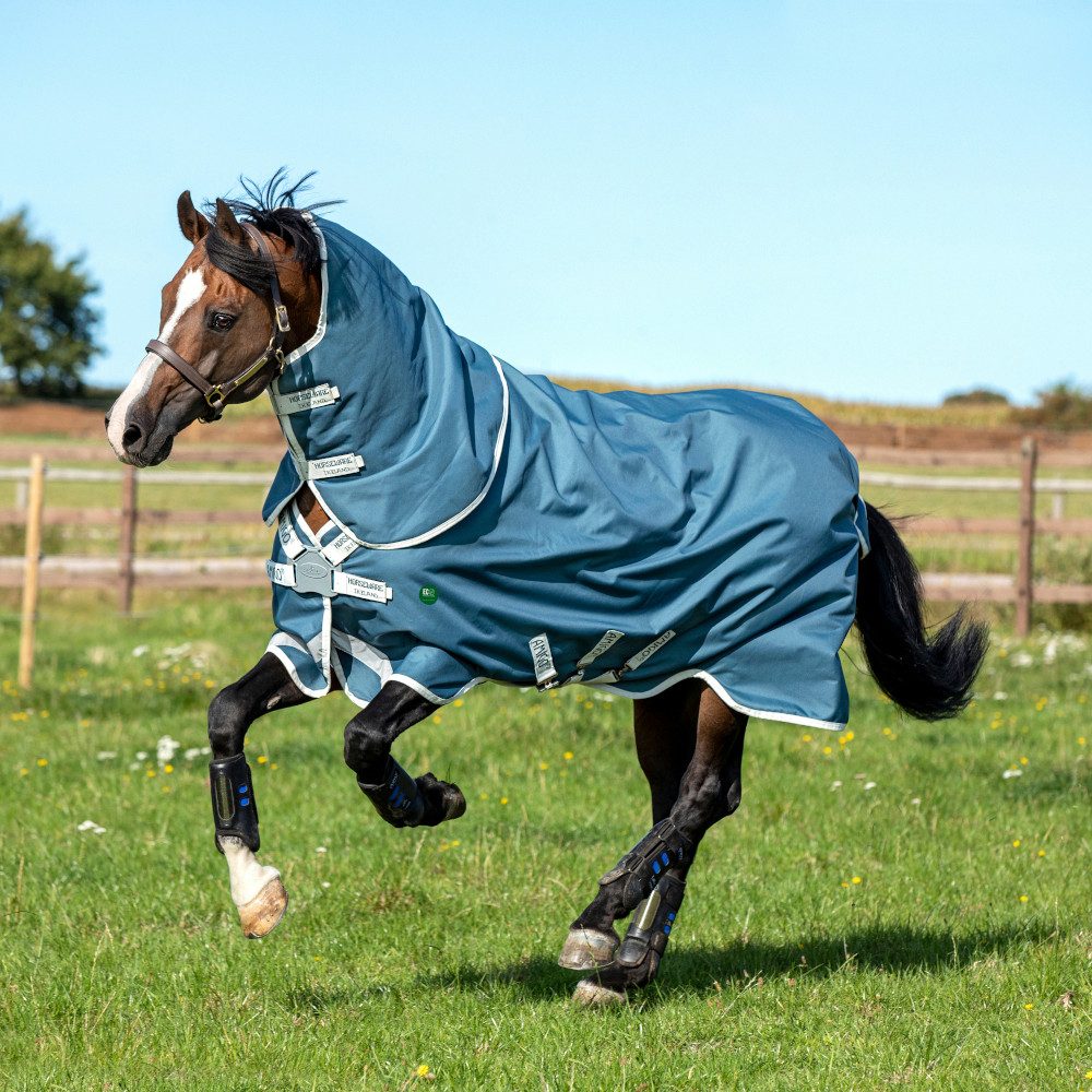 Pferde-Thermodecke Horseware AmEco Bravo 12 Plus Turnout 100g - Teal/Grey