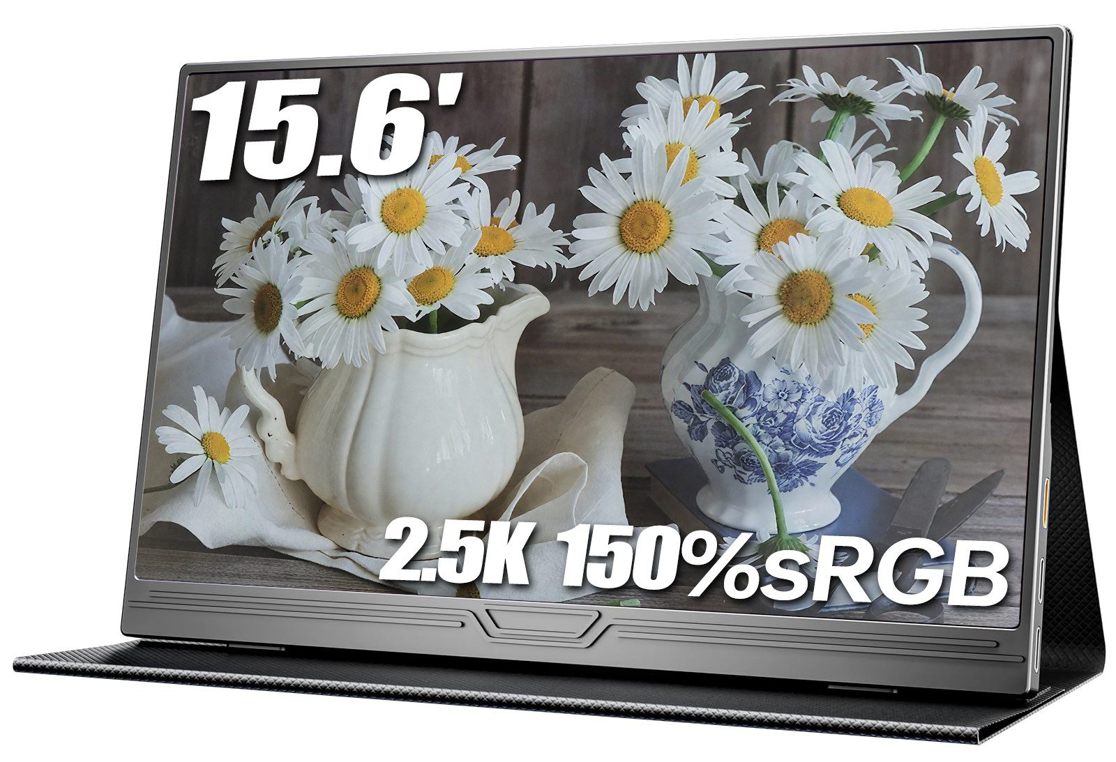 Bundviel Portable Monitor 15,6" 2K 2560x1440 Tragbarer Mobiler IPS Bildschirm Portabler Monitor (40 cm/15.6 ", 2560 x 1440 px, QHD, 3 ms Reaktionszeit, LCD, USB-C/HDMI für Mac, Laptop, Handy, PC, PS5, Xbox mit Smart Case)