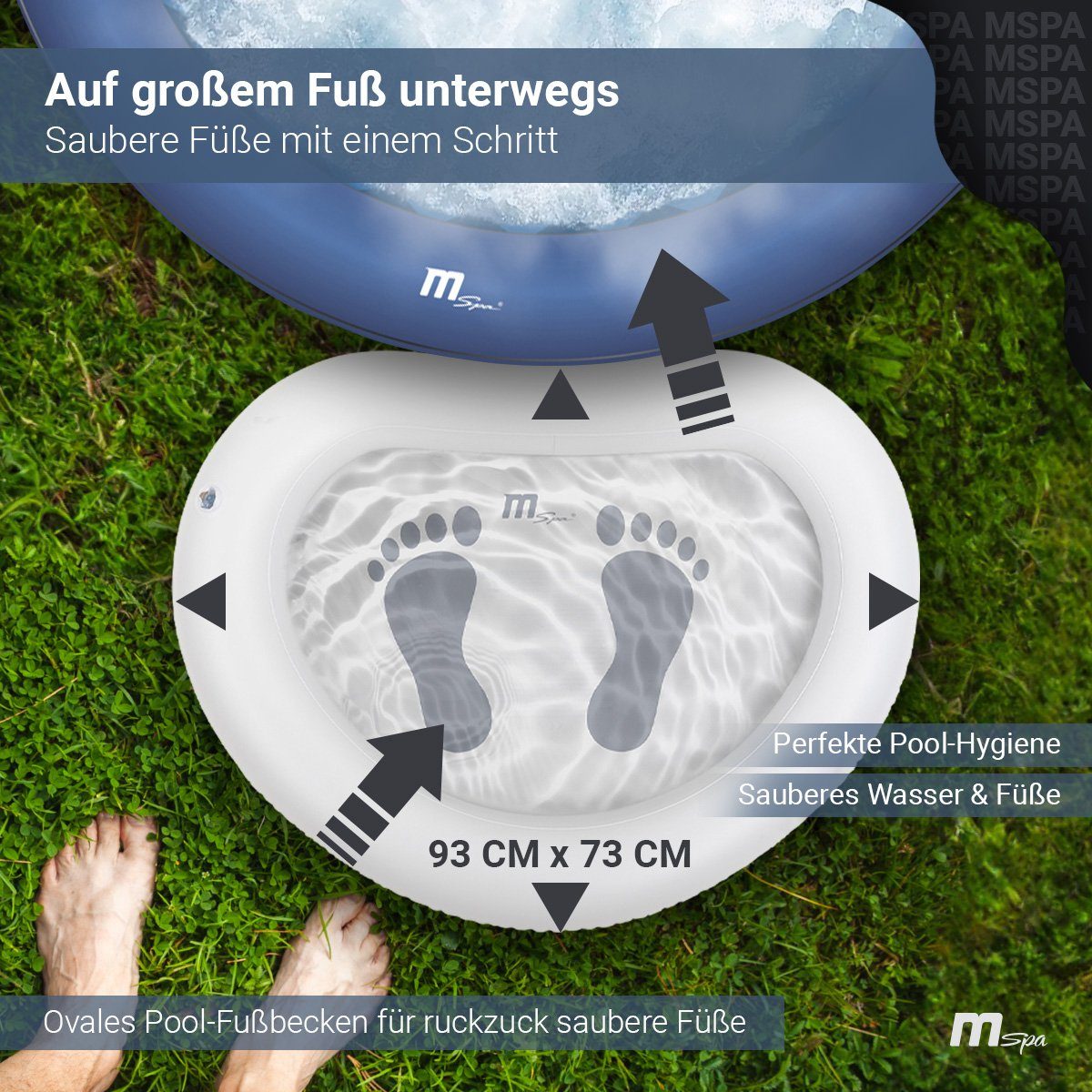 mSpa Fußbad Miweba MSpa Whirlpool aufblasbares Fußbad, 1-tlg., Ovales Pool-Fußbecken, 73x93cm Fußwanne - Pool-Hygiene