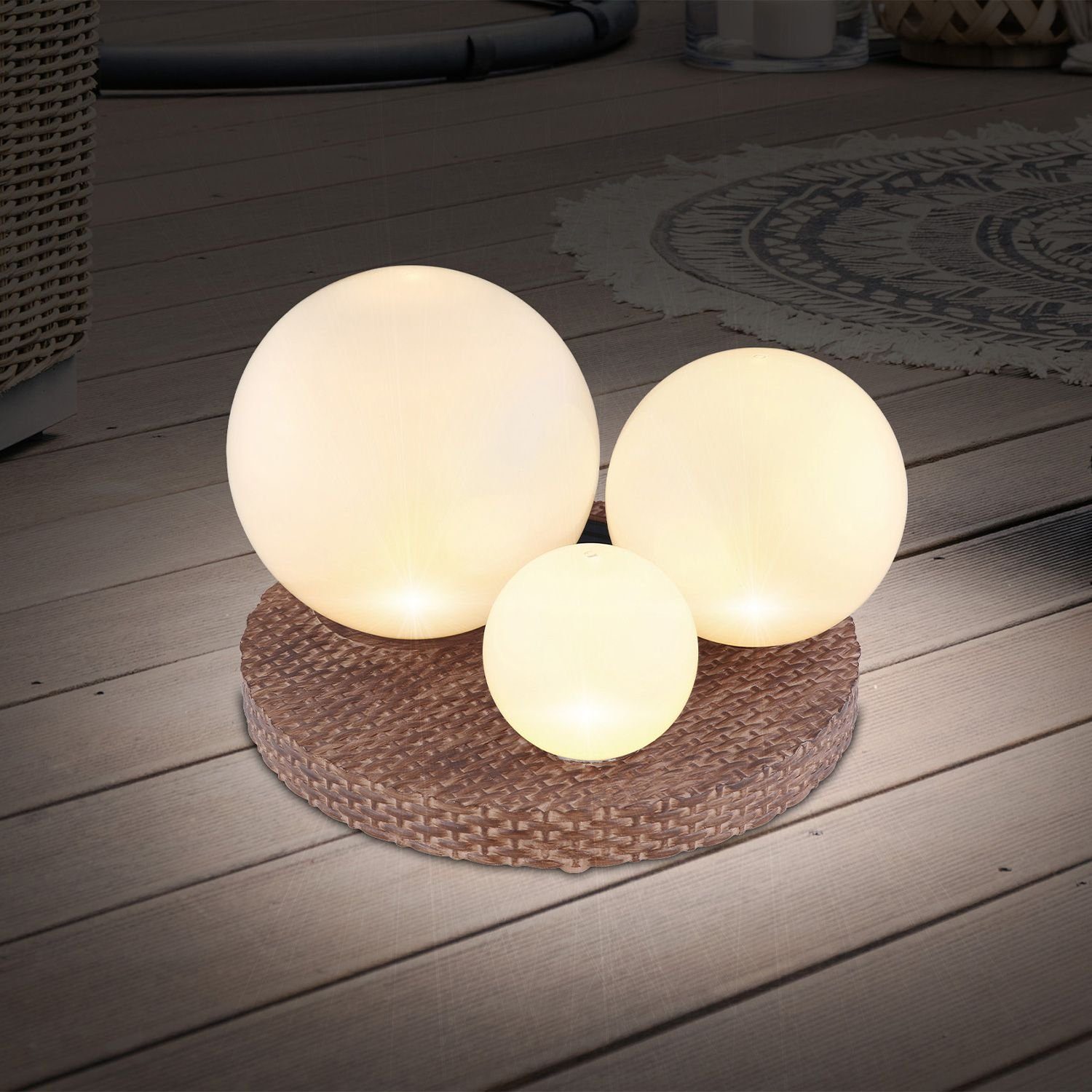 GLOBO LEUCHTEN LED Solarleuchte GLOBO Solarleuchte Garten drei Kugeln