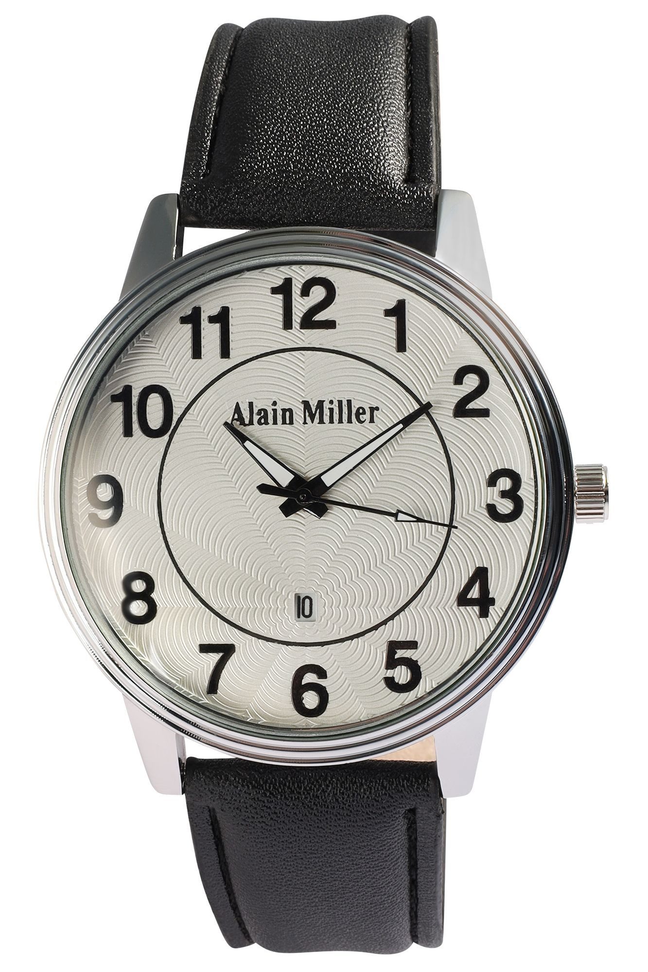 Alain Miller Quarzuhr Datumsanzeige, Herrenuhr Lederimitat