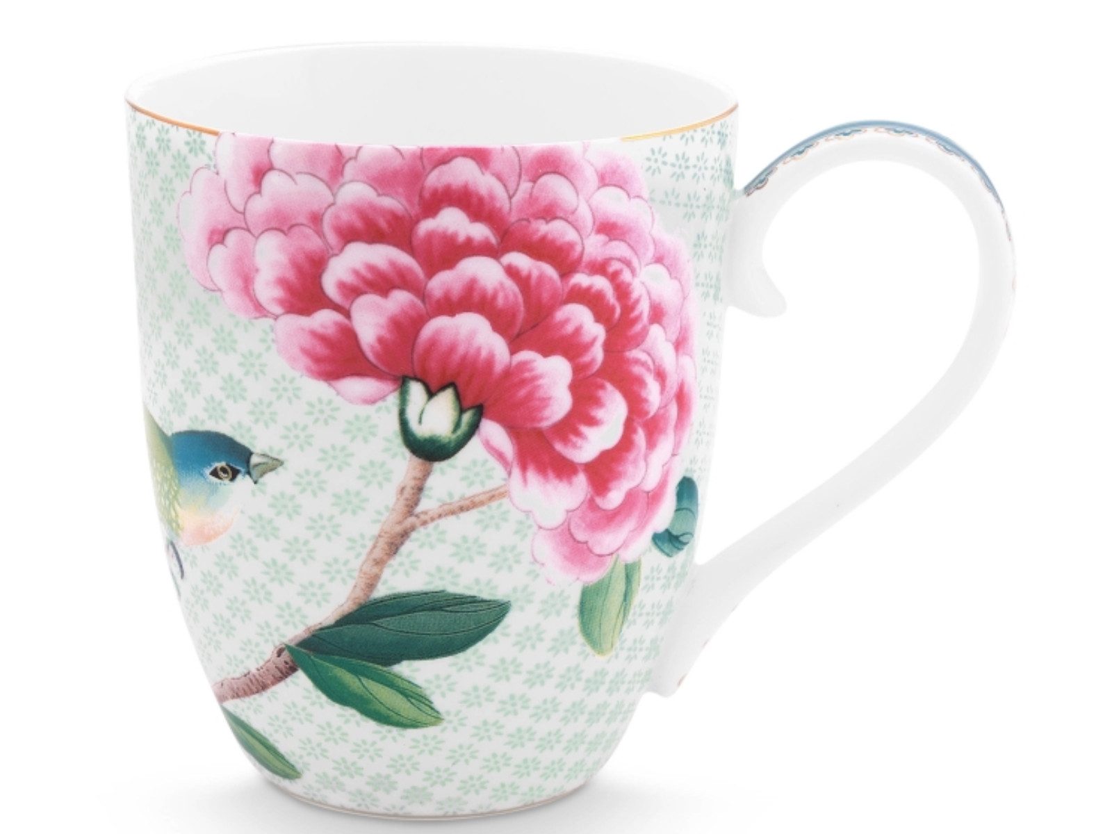 PiP Studio Becher Blushing Birds Henkelbecher XL weiss 0,45 l, Porzellan