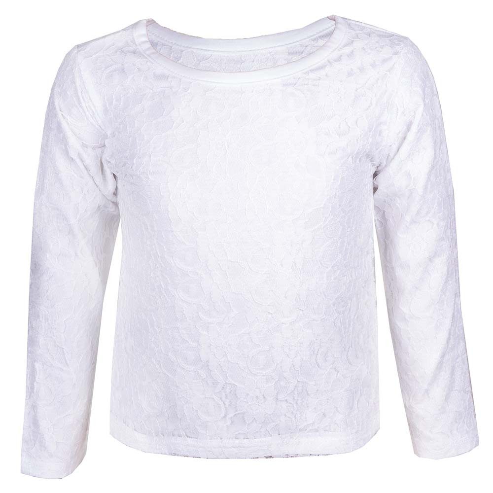 Isar-Trachten Trachtenshirt Kinder Trachtenshirt Spitze weiß