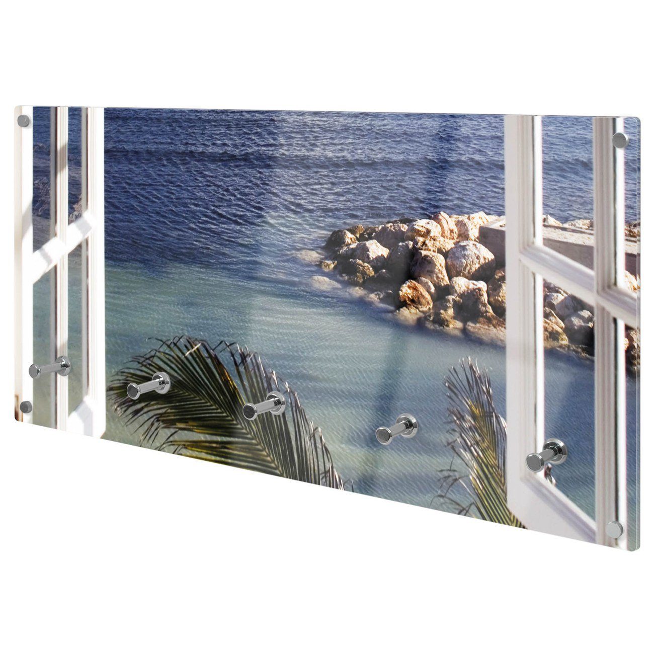 banjado Garderobenleiste Glas Fensterpanorama (Wandgarderobe, mit verchromt günstig online kaufen