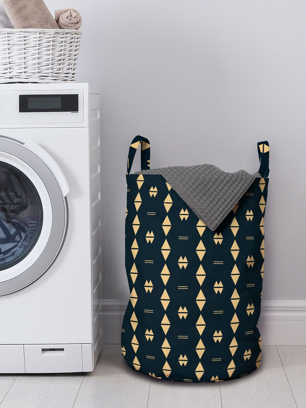 Abakuhaus Wäschesäckchen Wäschekorb mit Abstrakt Kordelzugverschluss Griffen für Waschsalons, Entwurf Formen Minimalist