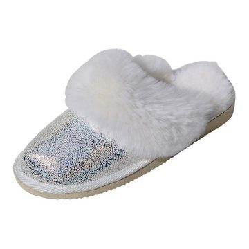 Hollert Malibu Glitzer Pantoffel dick gefüttert, aus echtem Leder, Merino Lammfell