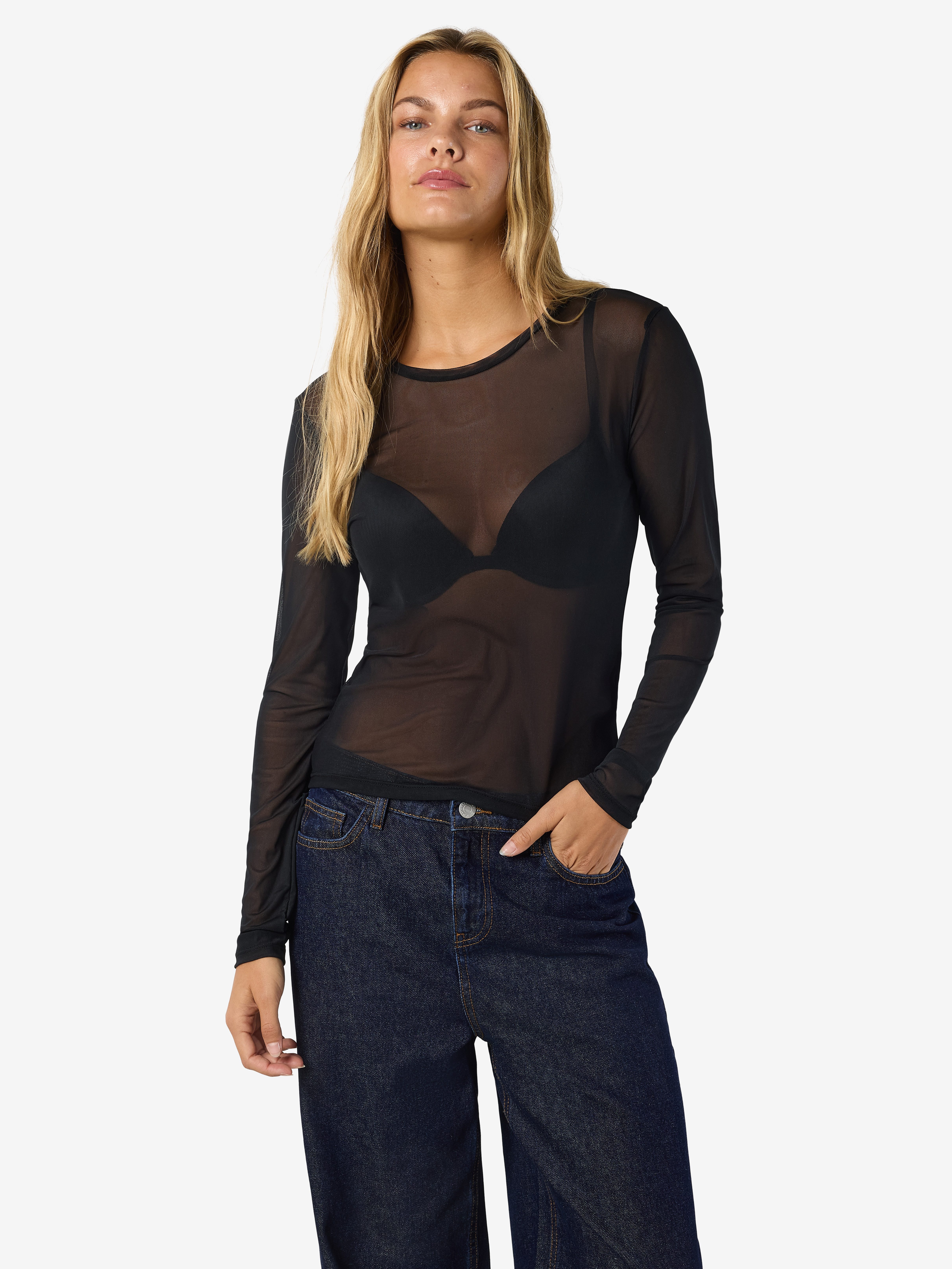 Noisy may Netzshirt NMJUDITH L/S MESH TOP BG NOOS transparent günstig online kaufen