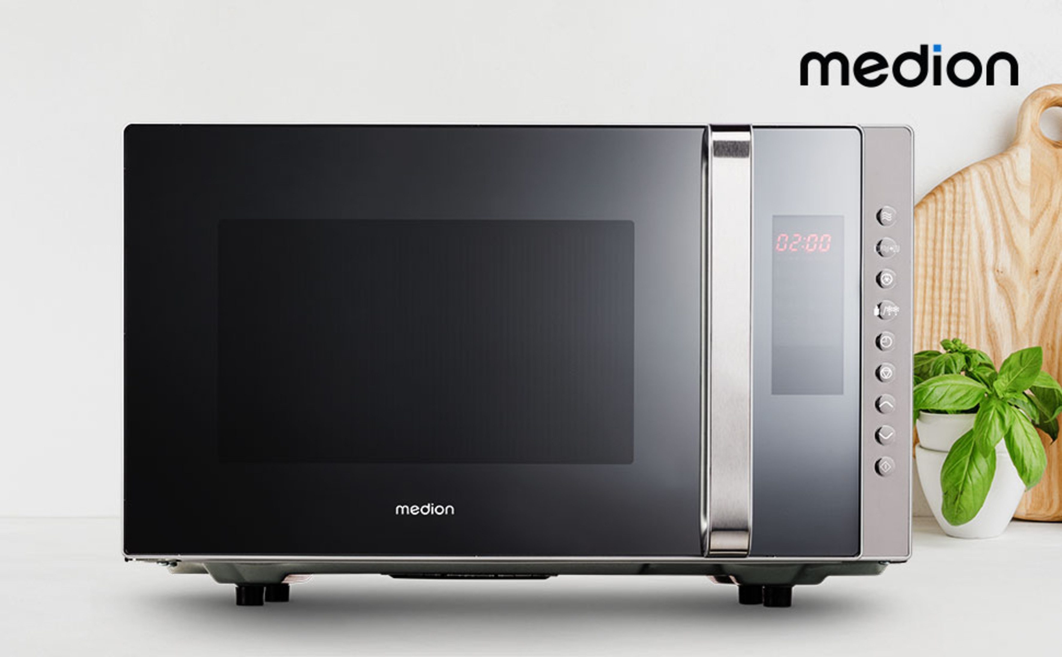 Medion® Mikrowelle MD 17495, Grill und Heißluft, 23 l, 5 Leistungsstufen, 10 Automatikprogramme, Auftaufunktion