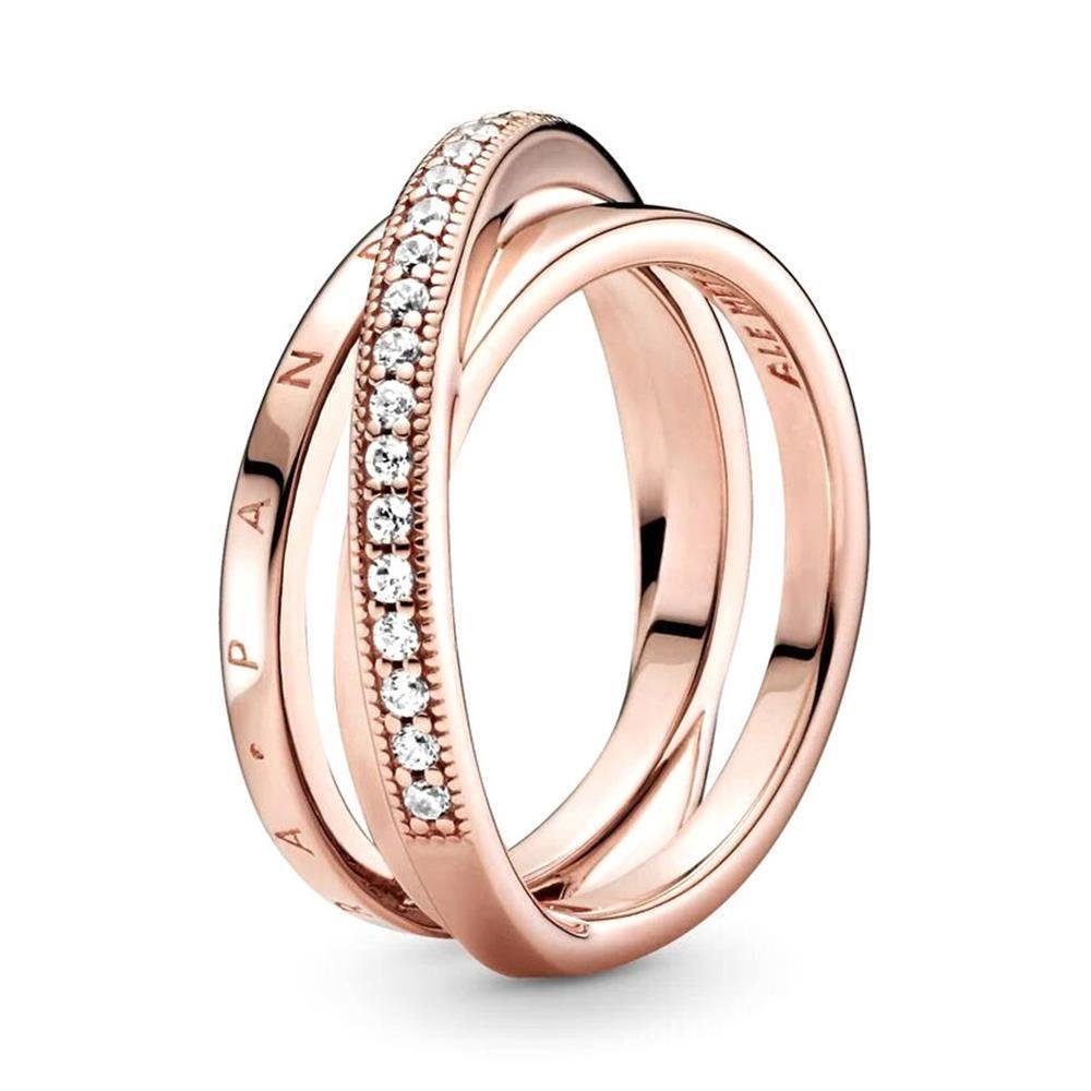 Pandora Fingerring Dreifach gekreuzter Damenring von PANDORA, rosé