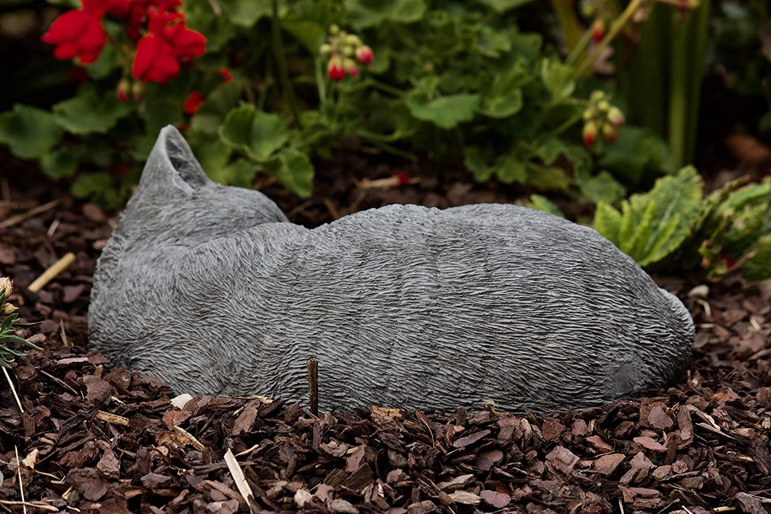 Stone and Style Gartenfigur Steinfigur Katze Karthäuser schlafend eingerollt