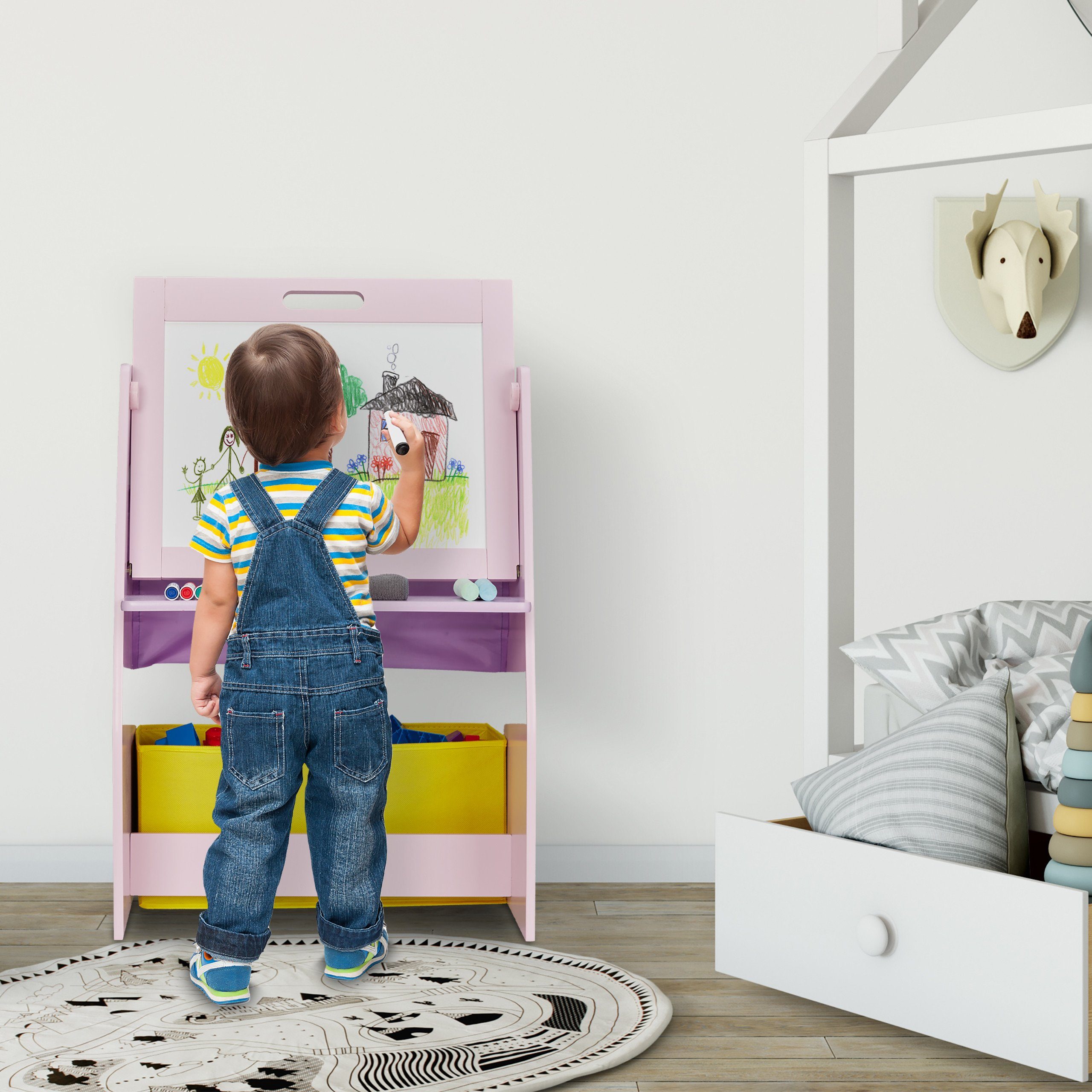 relaxdays Kinderregal mit Tafel