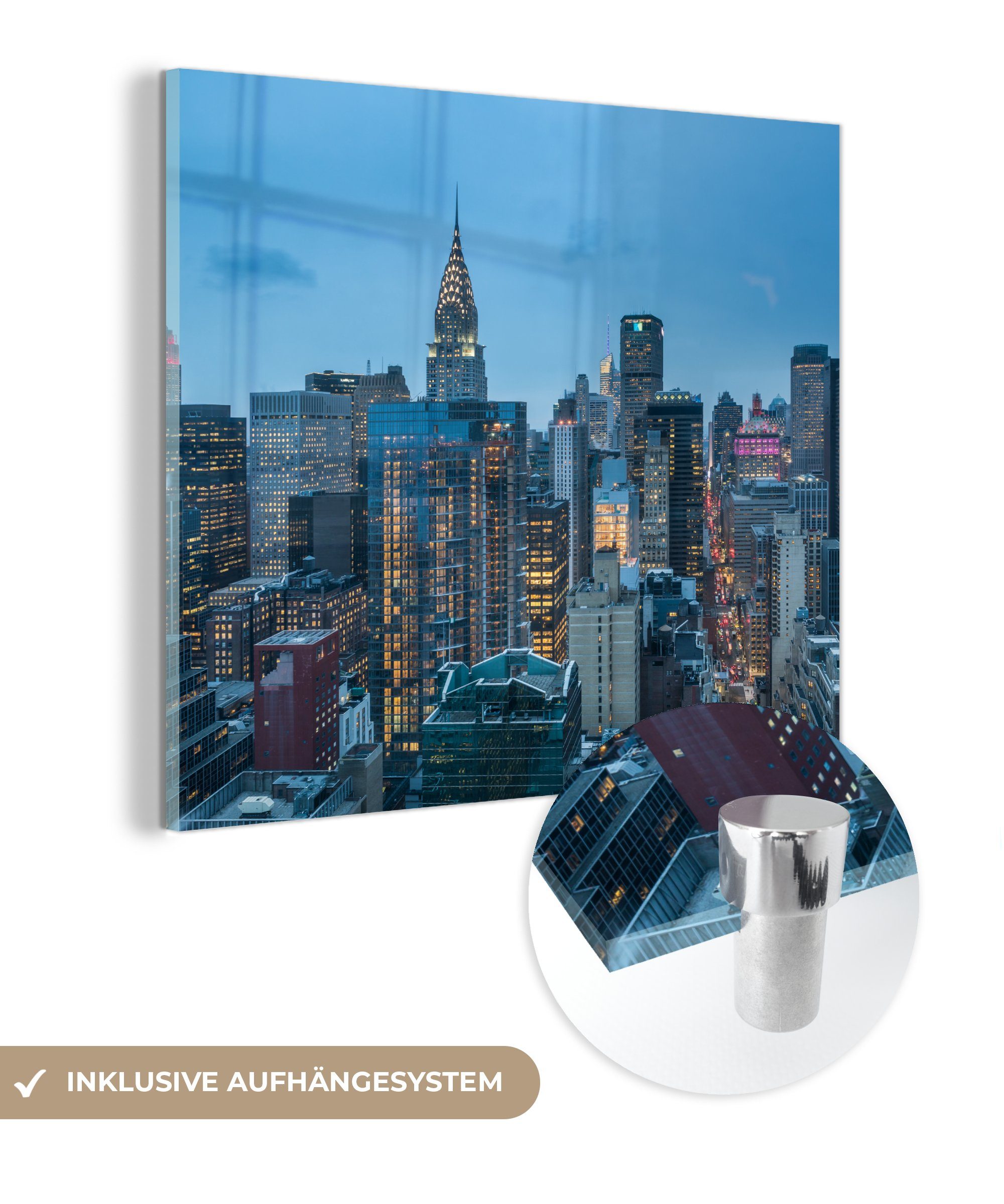 MuchoWow Acrylglasbild New York - Skyline - Empire State Building, (1 St), Glasbilder - Bilder auf Glas Wandbild - Foto auf Glas - Wanddekoration