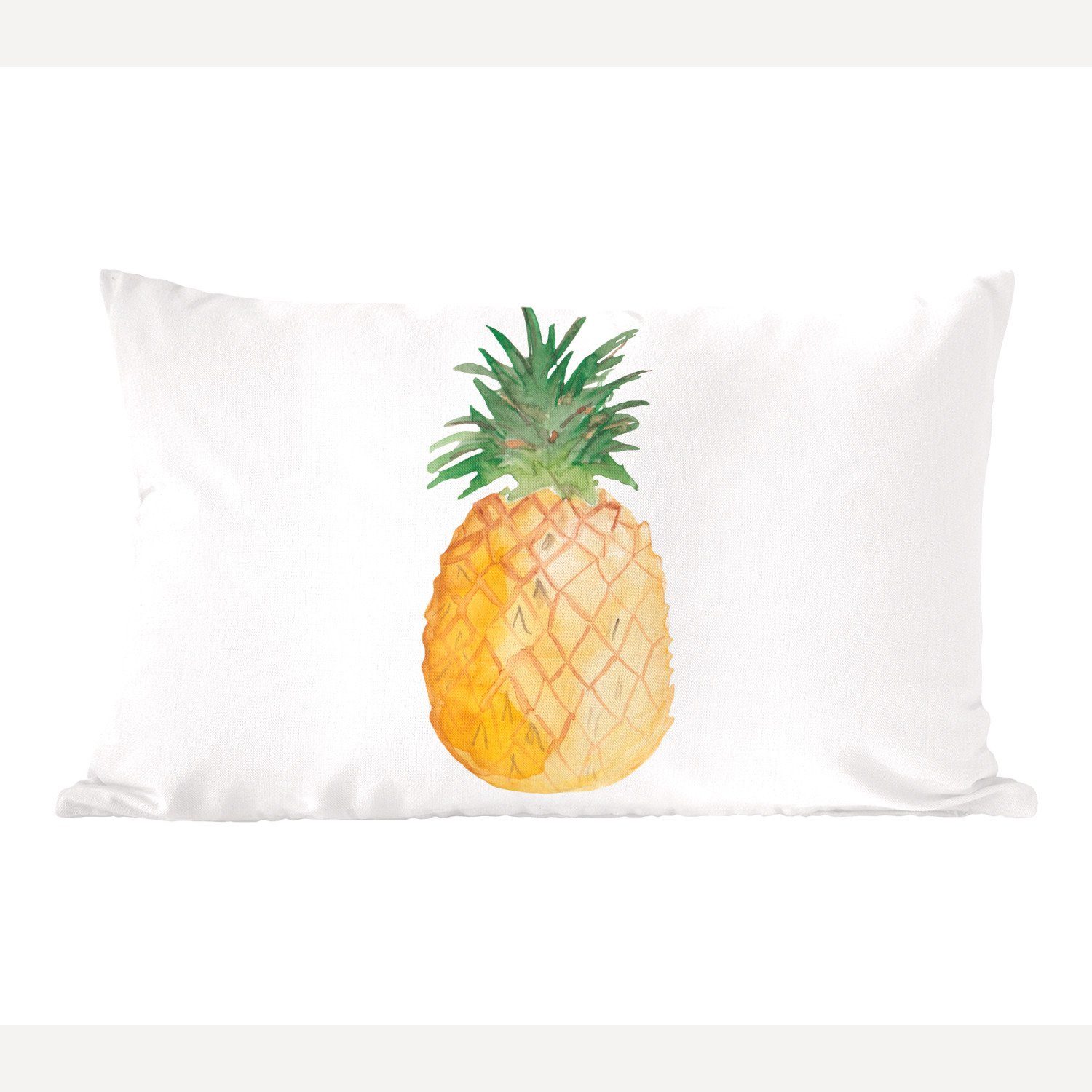 MuchoWow Dekokissen Ananas - Obst - Weiß, Wohzimmer Dekoration, Zierkissen, Dekokissen mit Füllung, Schlafzimmer