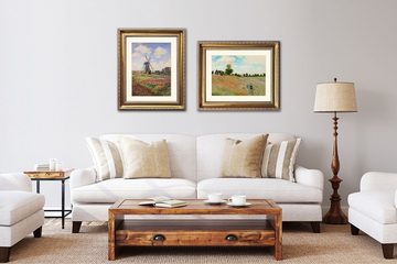 artissimo Bild mit Rahmen Monet Bild mit Barock-Rahmen / Poster gerahmt 63x53cm / Wandbild, Claude Monet: Tulip field with Windmil
