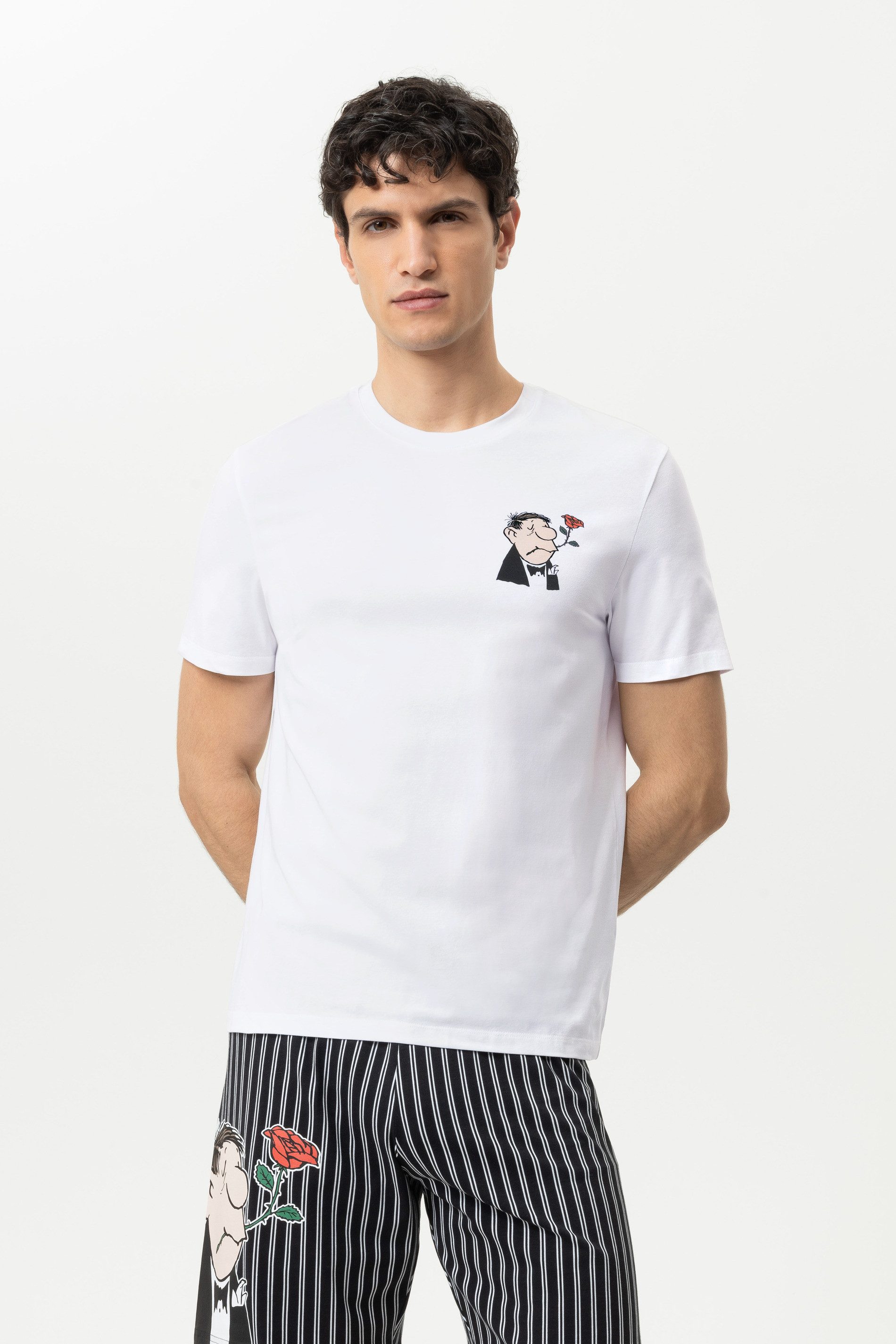 Pyjamaoberteil Mey T-Shirt Serie mey x LORIOT mit Print T-Shirt