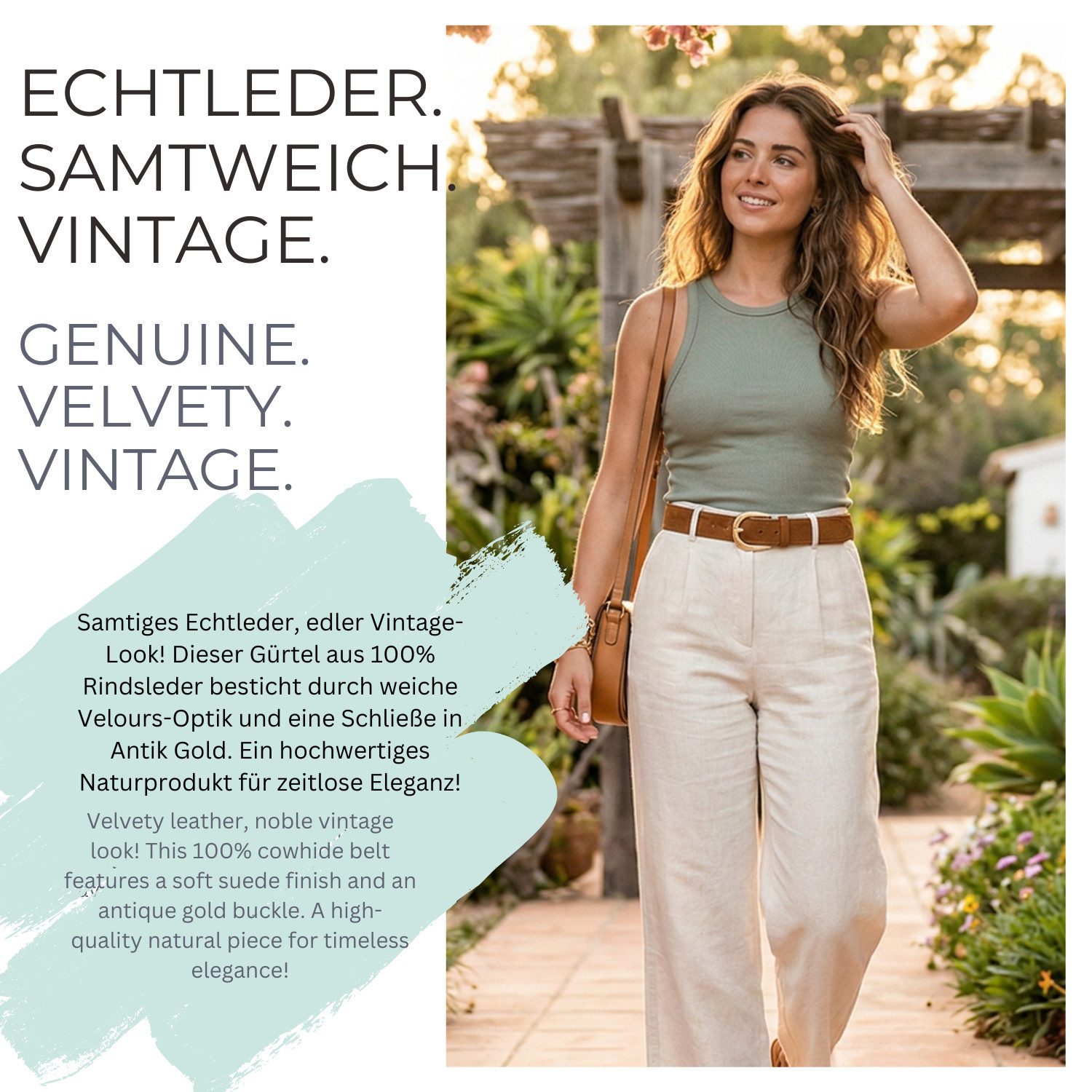 styleBREAKER Ledergürtel Echtleder Gürtel Velours (1-St)