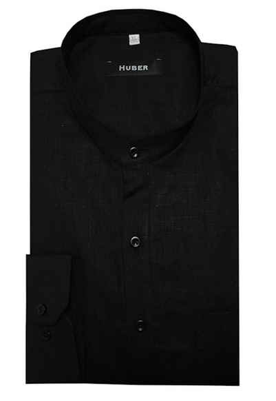 Huber Hemden Leinenhemd HU-0501 Schlupfhemd mit Stehkragen, 100% Leinen Regular Made in EU