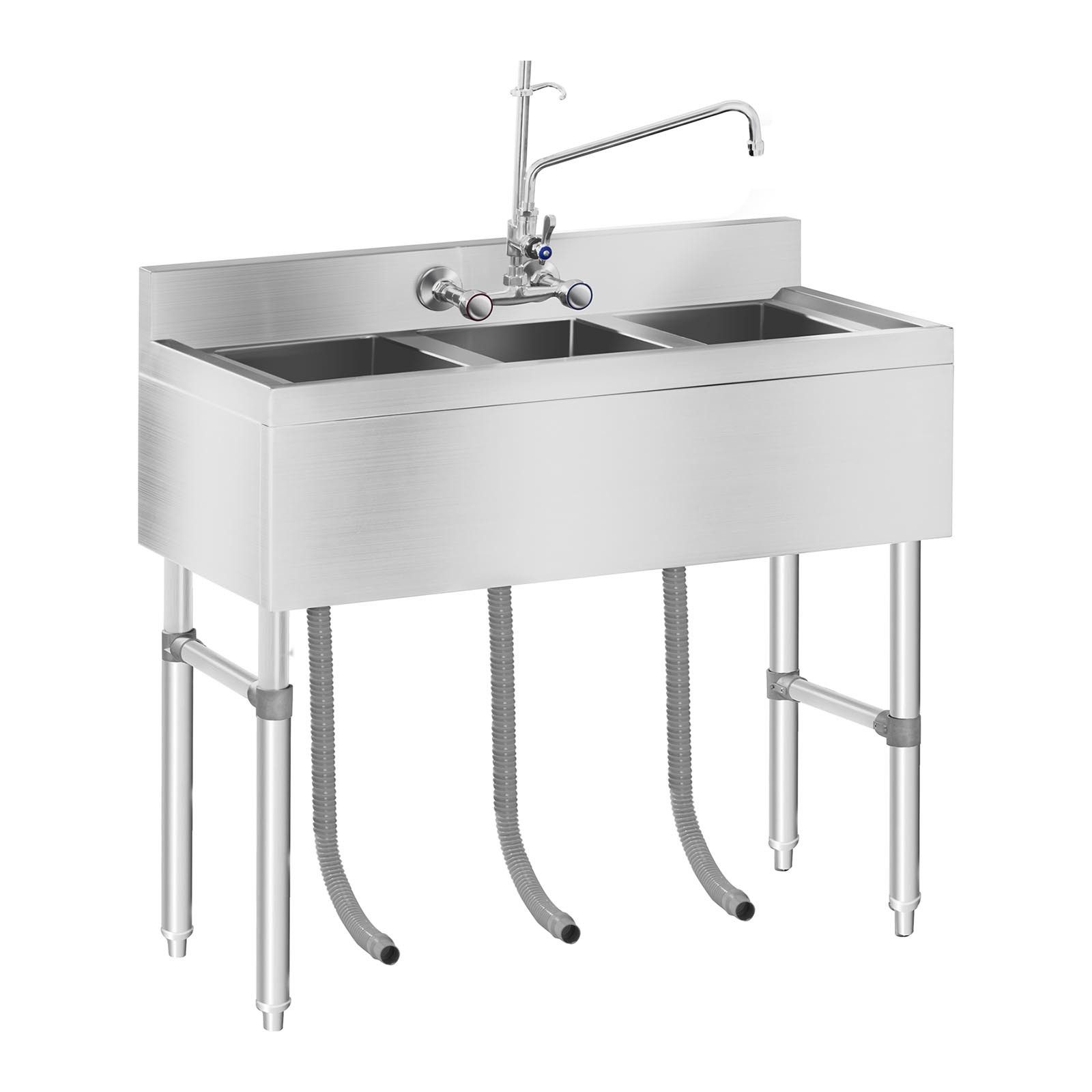 Royal Catering Spülenschrank Spültisch 3 Becken 100 x 50 cm Spülbecken Edelstahlspüle Gastro Spüle