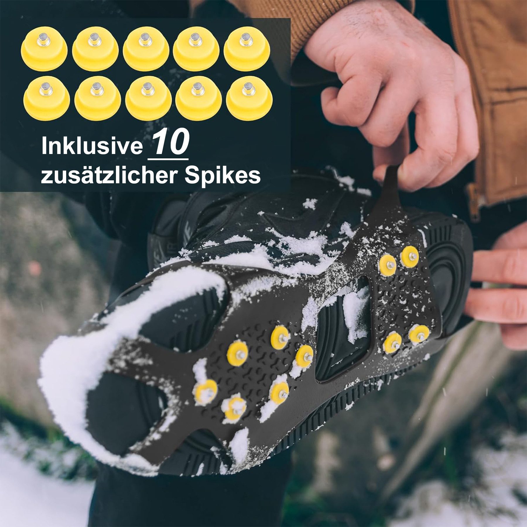 Mutig Spikes 3 Paar Anti Rutsch Schuhspikes,Spikes Schuhe Schuhkrallen mit 10 Zähne (Spikes zum Überziehen, spikes für schuhe winter, Steigeisen für Damen & Her – Bild 2 von 5