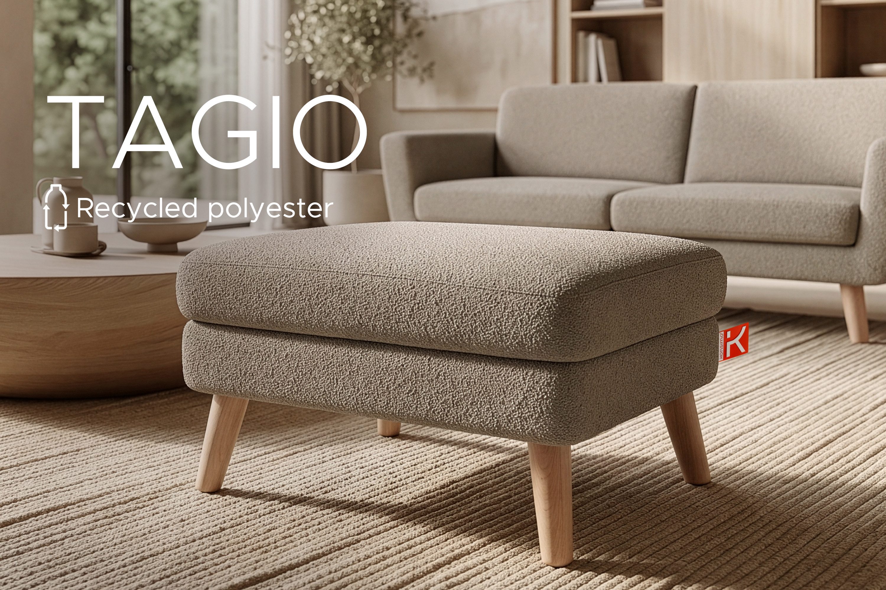 KONSIMO® Sitzhocker TAGIO hergestellt in Europa, 5 Jahre Garantie (Sitzhoker), Scandi-Stil, Gestell aus Massivholz – Bild 3 von 5