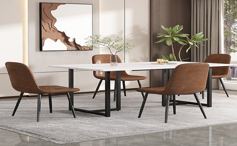 WISHDOR Essgruppe Polsterstuhl, (Moderner Küchentisch Set mit 4 Stühlen, Esszimmerstuhl mit Metallbeinen)