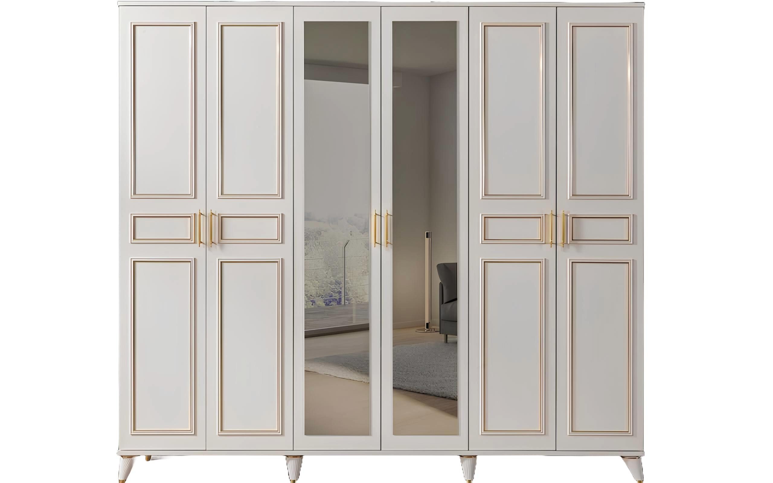 Xlmoebel Kleiderschrank Designer Holzschrank mit Glasfront in Weiß für das Schlafzimmer (1-St., Kleiderschrank) Hergestellt in Europa