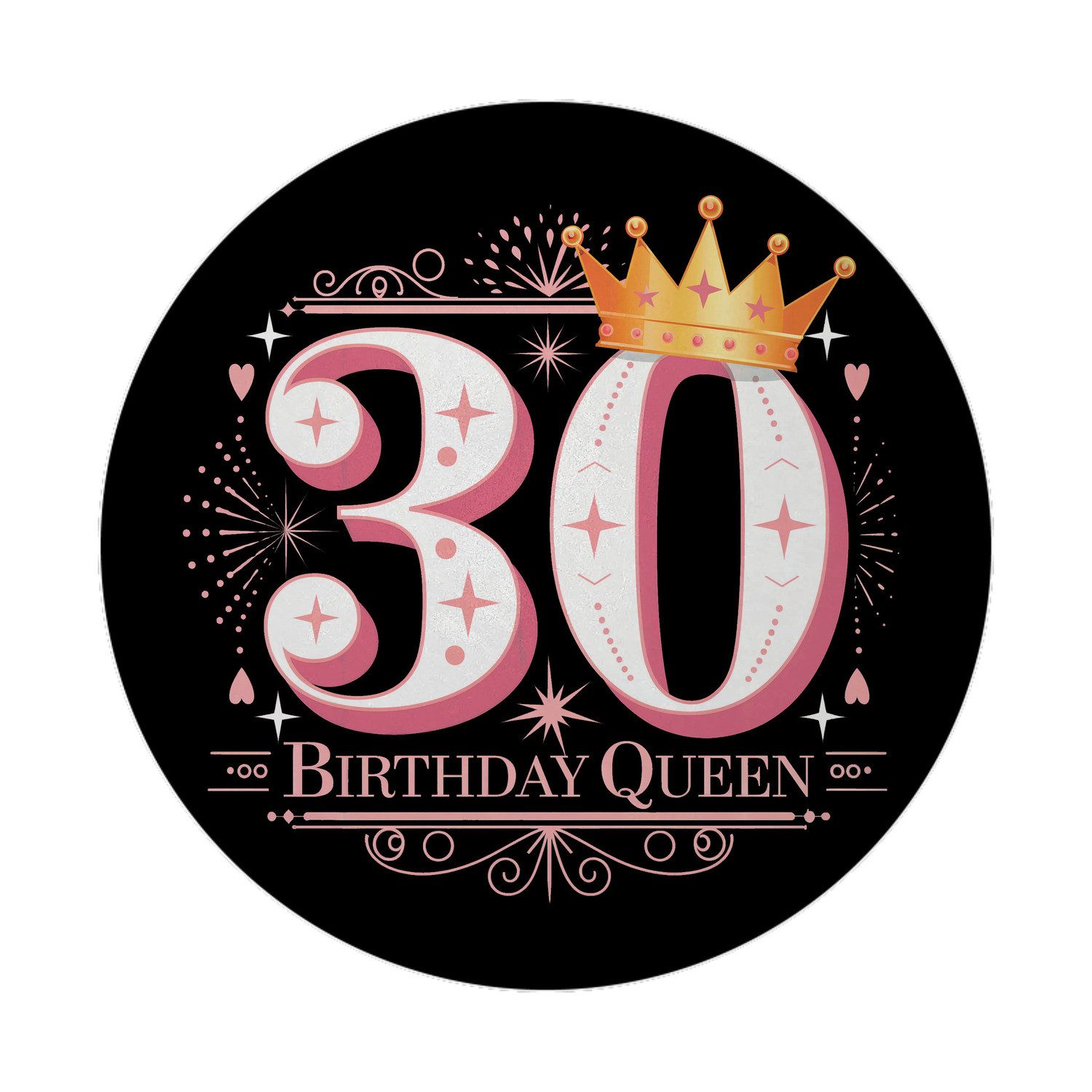 Magnet 30 mit Krone Magnet rund mit Spruch Birthday Queen