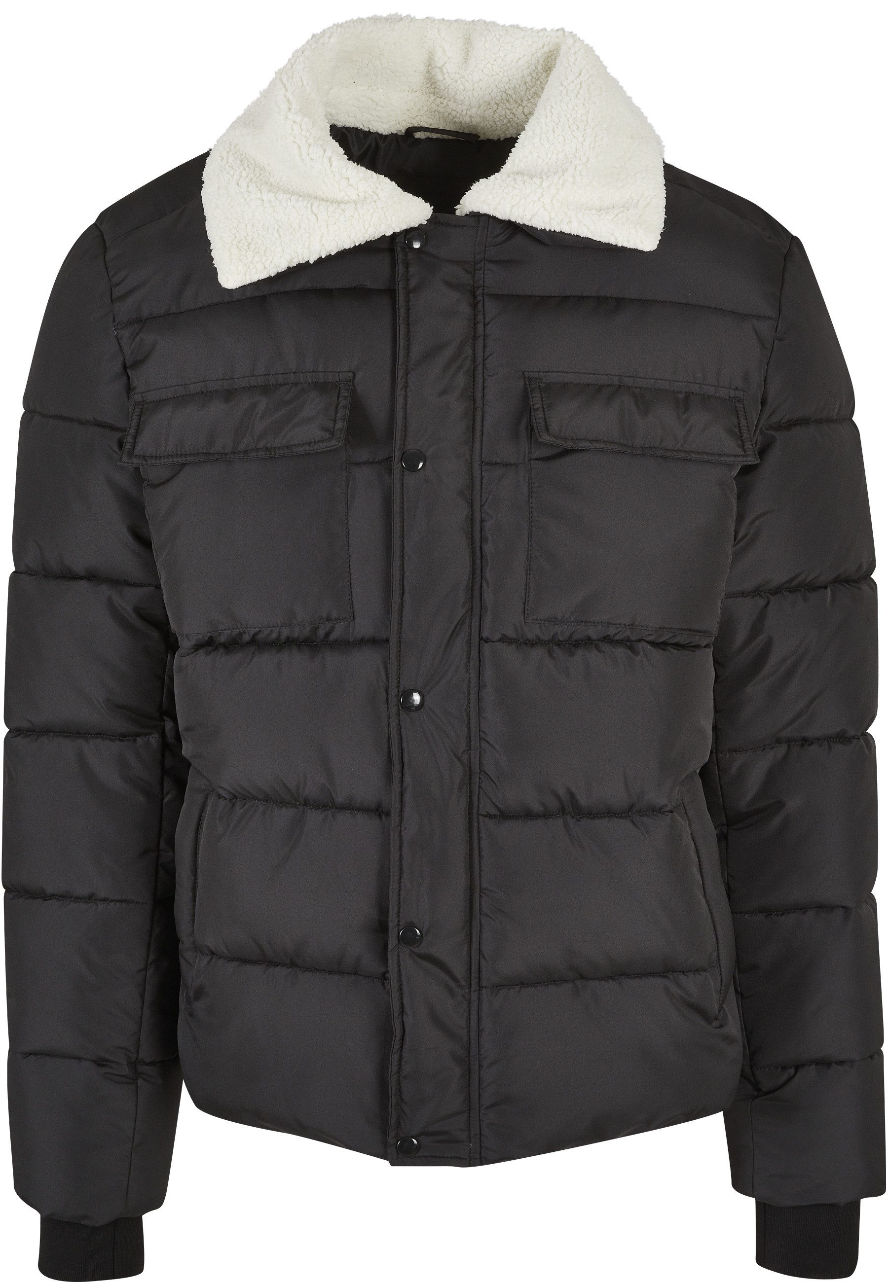 URBAN CLASSICS Winterjacke Urban Classics Herren Sherpa Collar Padded Shirt Jacket (1-St)
