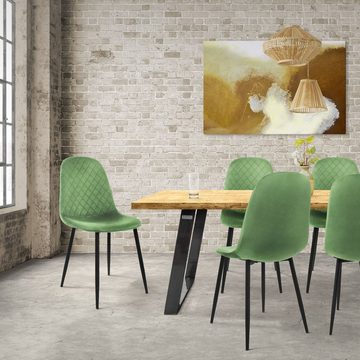ML-DESIGN Stuhl Esszimmerstühle Set Ergonomischer mit Rückenlehne und Metallbeinen (4 St), Wohnzimmerstuhl 4er Set Grün 44x51x89cm aus Samt Sessel