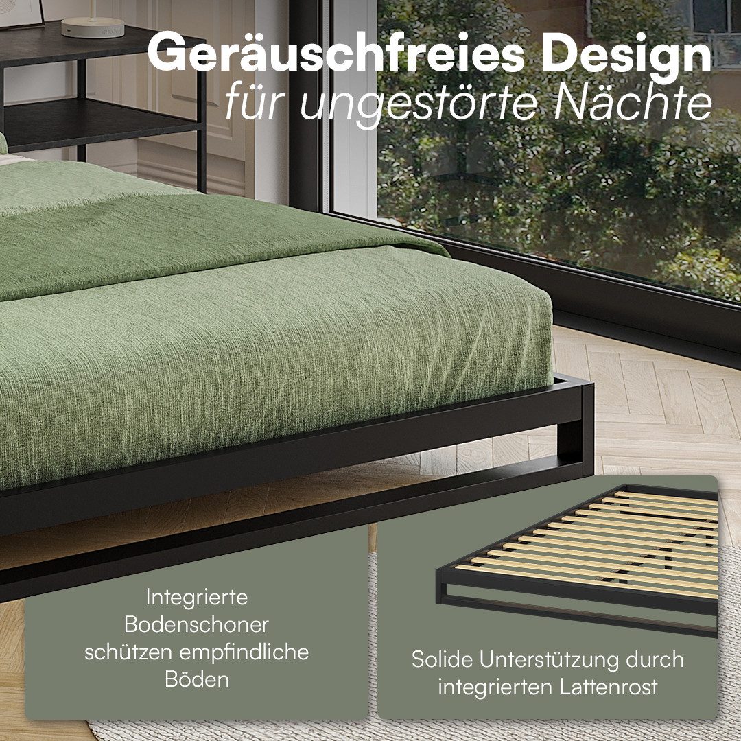 skølm Bettgestell Vidar inkl. Lattenrost, Metallbett in verschiedenen Größen, 140x200 cm, auch verfügbar in 120/160/180 x 200 cm – Bild 4 von 5