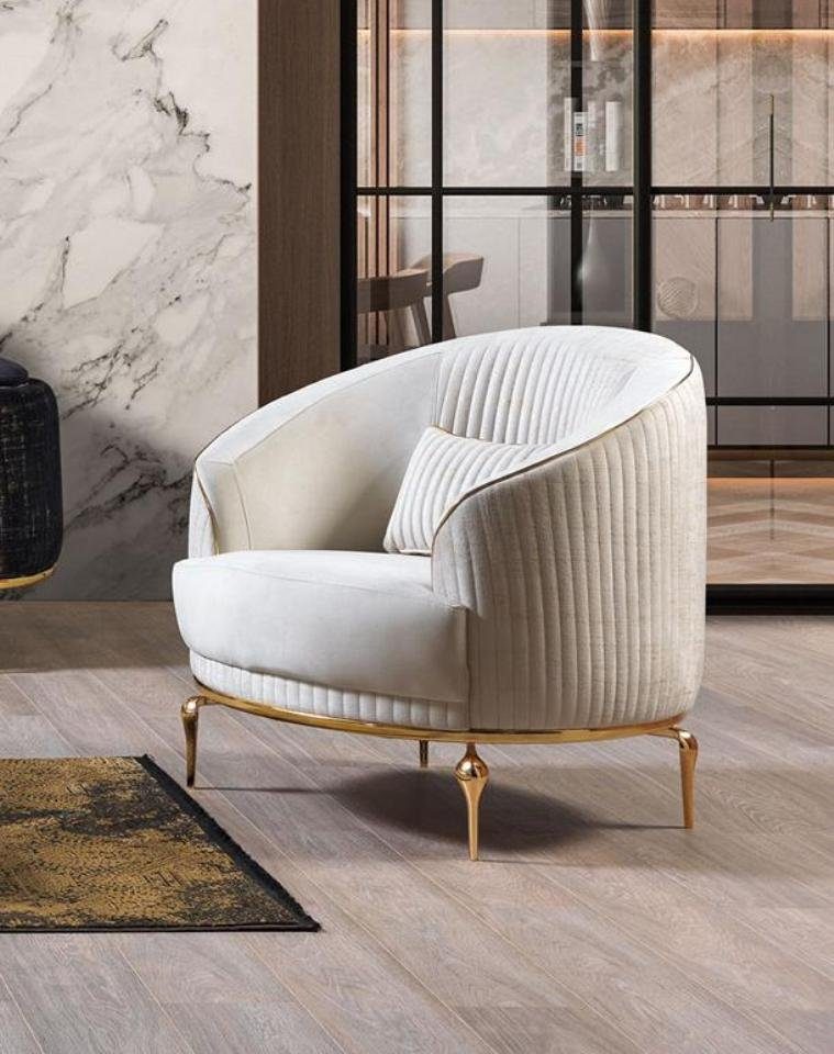 Club Wohnzimmer Sessel Sessel Weiß Made in Moderner Europe Gepolstertes Luxus (Sessel), JVmoebel Sessel Relax